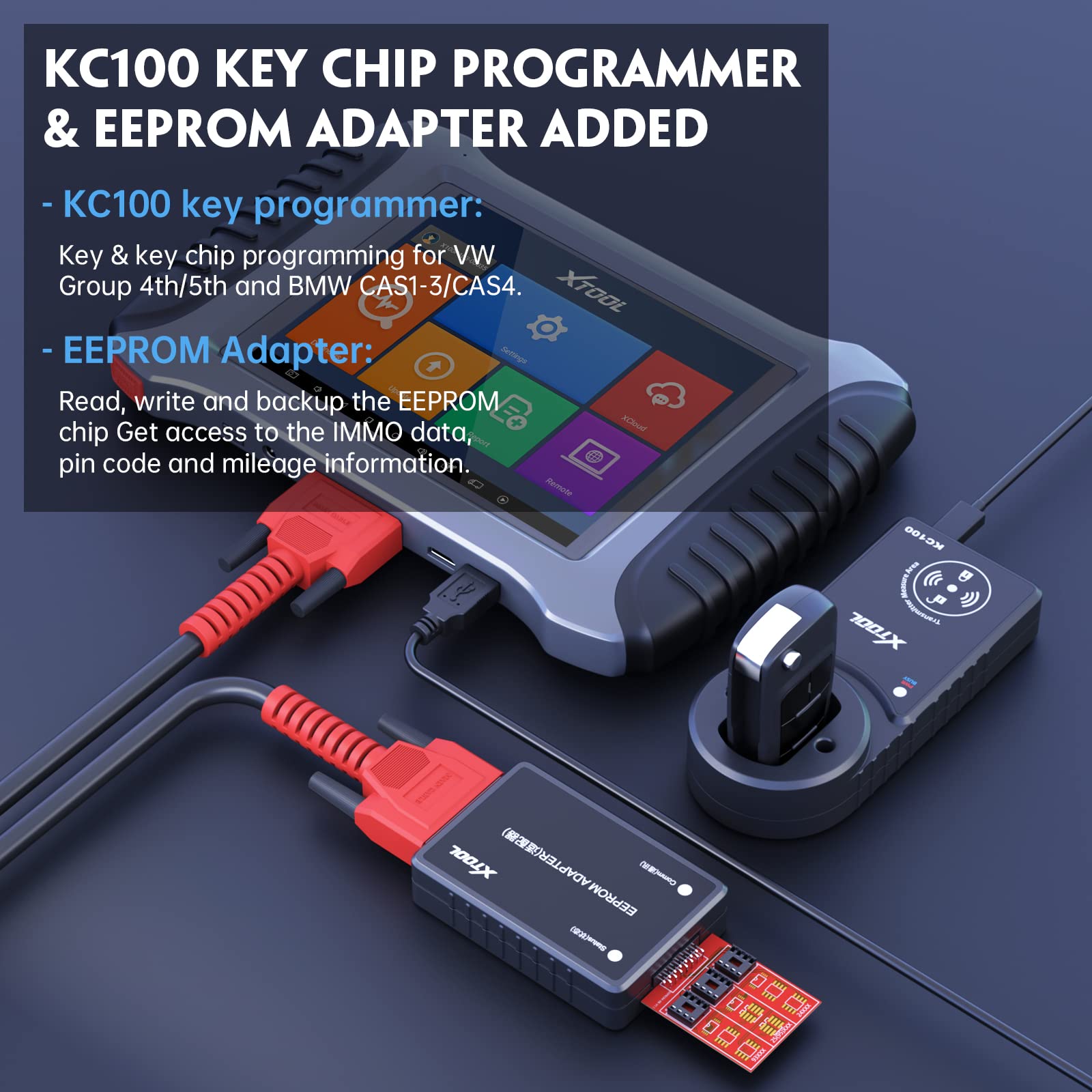 XTOOL X100 PAD 3 Advanced Key Fob Programming Tool with KC100 Key Chip