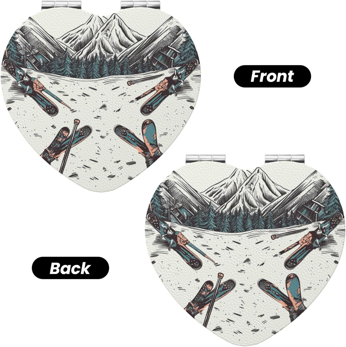 Compact Mirror Skiing with Gear Set Pocket Travel Makeup Mirrors Double Sided 1x/2x Magnifying Foldable Mini Cosmetic Mirrors Portable Handheld Beauty Mirror for Women Girls Gift image 2