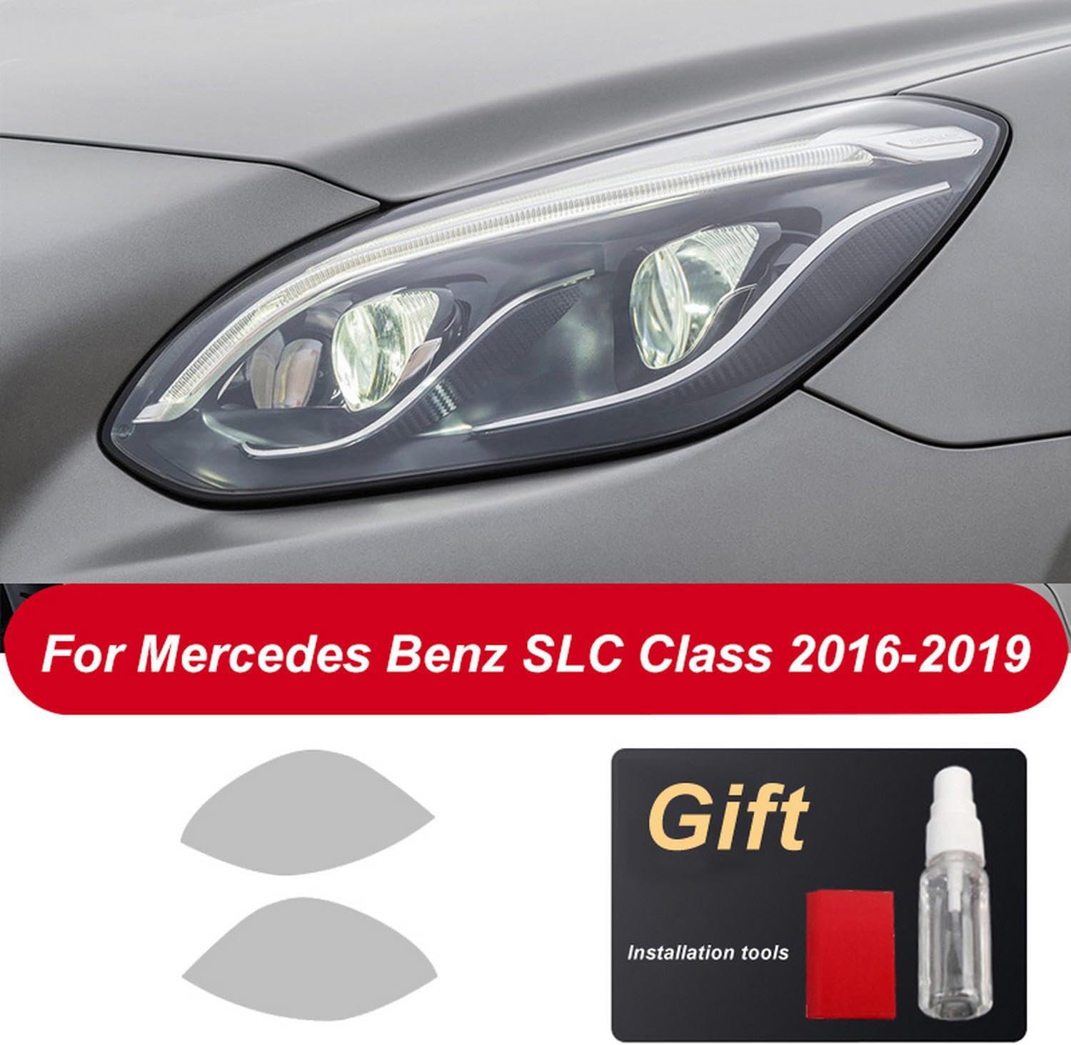 2 Pcs Car Headlight Protective Film Restoration Transparent TPU Sticker，for Mercedes Benz A C E S CLA ML CLS SLK SLC SL Class AMG GT Maybach
