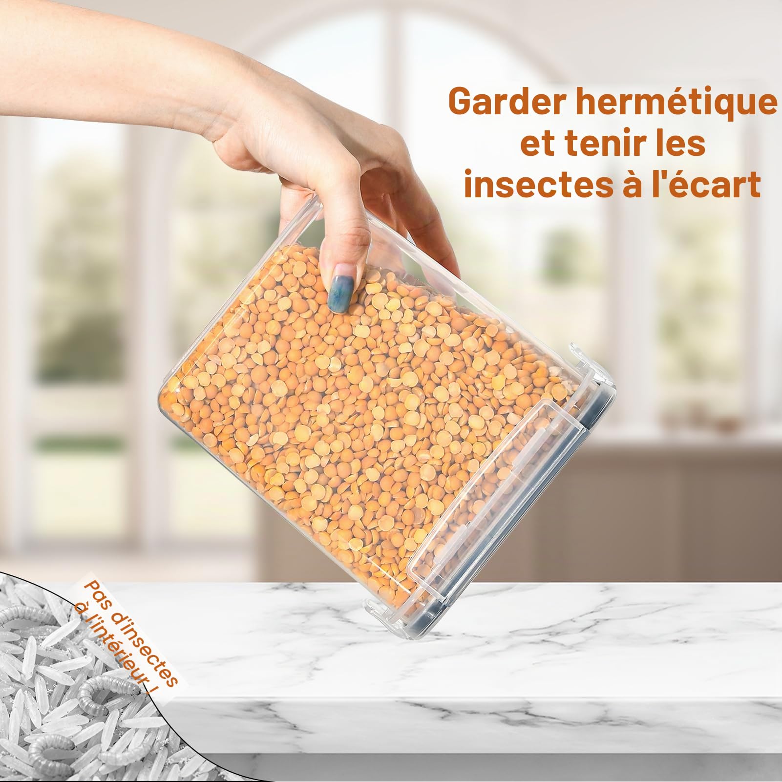 GoMaihe Boite de Rangement Cuisine Lot de 32, Bocaux Hermetiques Alimentaires en Plastique Scellée avec Couvercle, Pour Stocker les Cereales, Pâtes, Farine, Nourriture pour Animaux de Compagnie