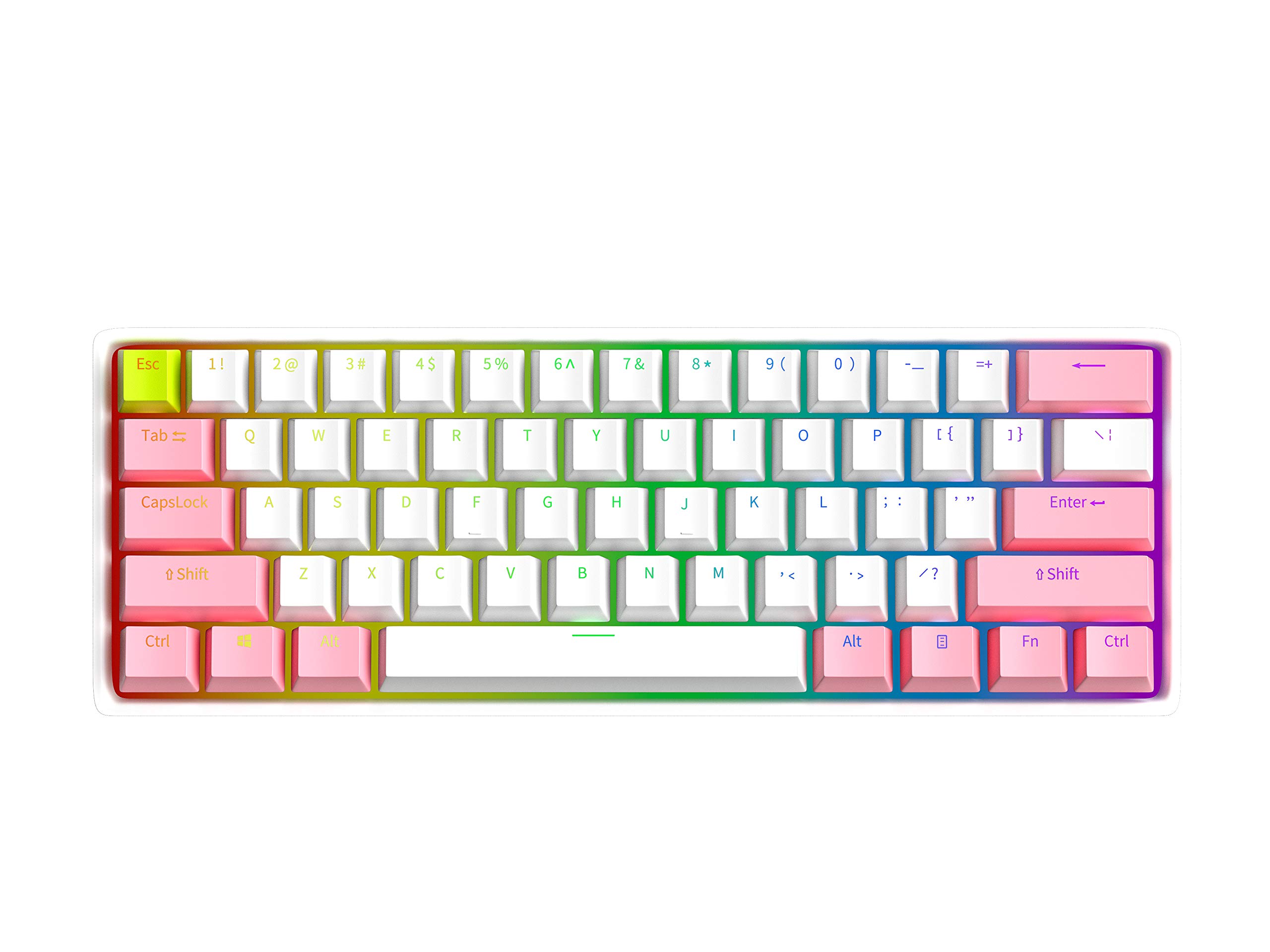 BOYI 60% Mechanical Gaming Keyboard,BOYI 61 Mini RGB Cherry Switch PBT Keycap 60% RGB Mechanical Gaming Keyboard(Pink Color, Cherry Blue Switch)