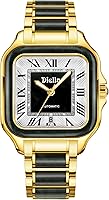Vista 1 de Diella Reloj de pulsera rectangular para hombre, relojes automáticos de cuerda automática para hombre con jade y reloj de acero inoxidable, reloj