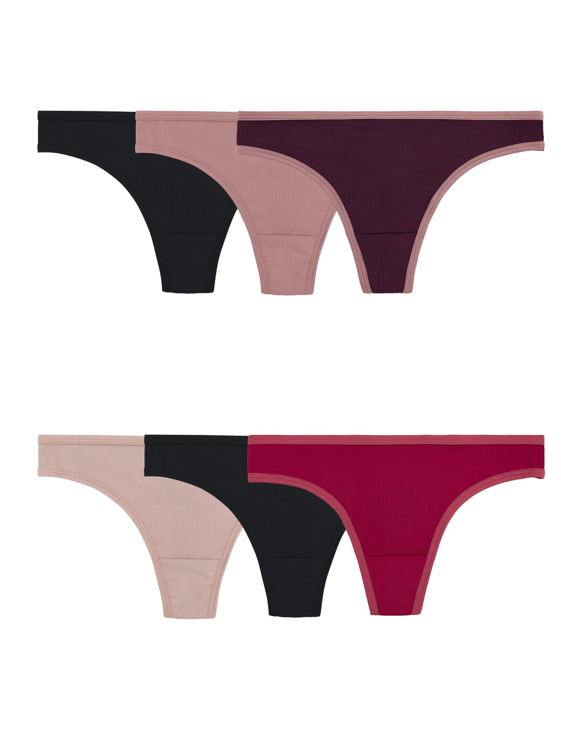 Fruit of the Loom Womens Thong Underwear Lightweight and Stretchy for All Day Comfort Assorted Color Multipacks