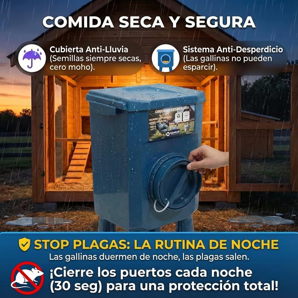 Kit Comedero y Bebedero para Gallinas 8KG/7L – Antiparasitario, Válvula Automática, Anti-Cianobacterias, Ideal para Microgranjas y Criadores Aficionados, Autonomía Prolongada, Reduce Recargas