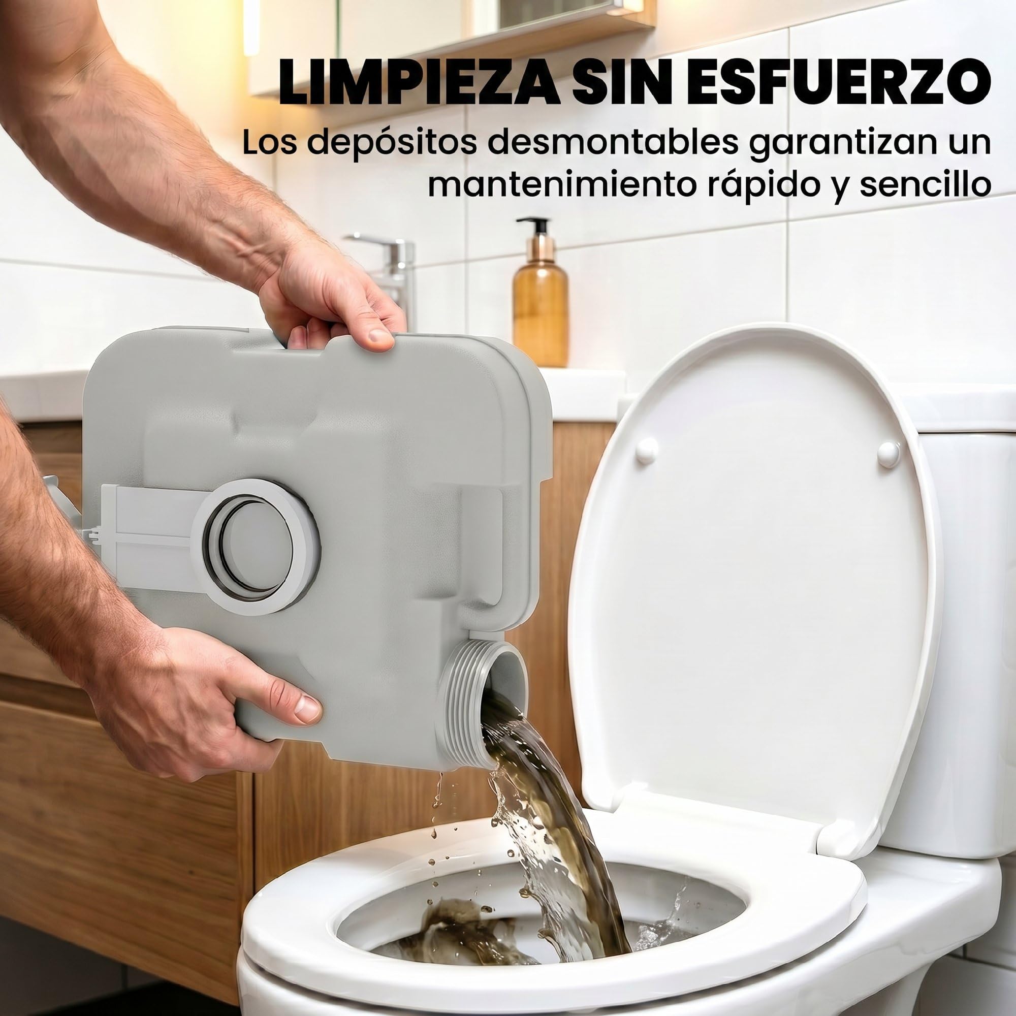 HOMCOM Inodoro Portátil WC Portátil con 2 Tanques 10L 36x42x30 cm Gris | Carga 200 kg, Inodoro para Exterior, Camping, Acampar, Senderismo
