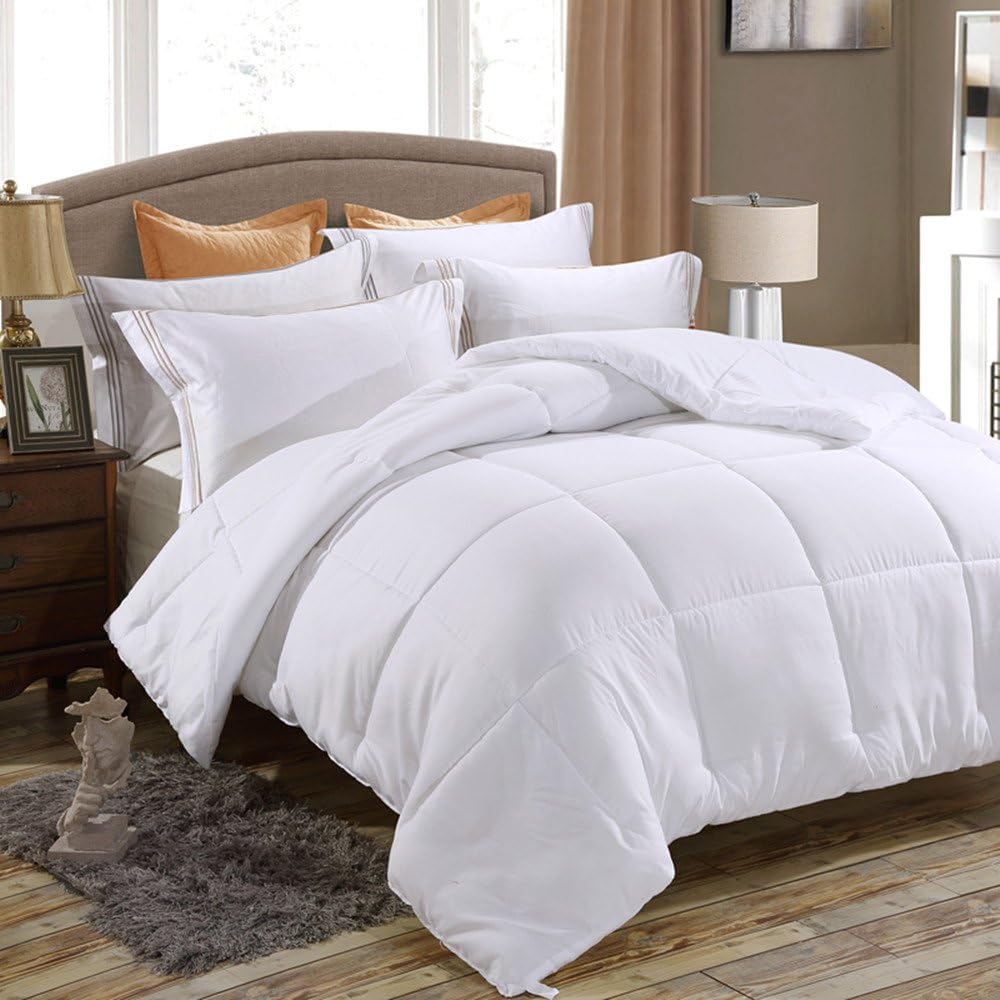 Juwenin bedding,Down Alternative Comforter, Duvet Insert, Medium Weight for All Season (King, Pure White)