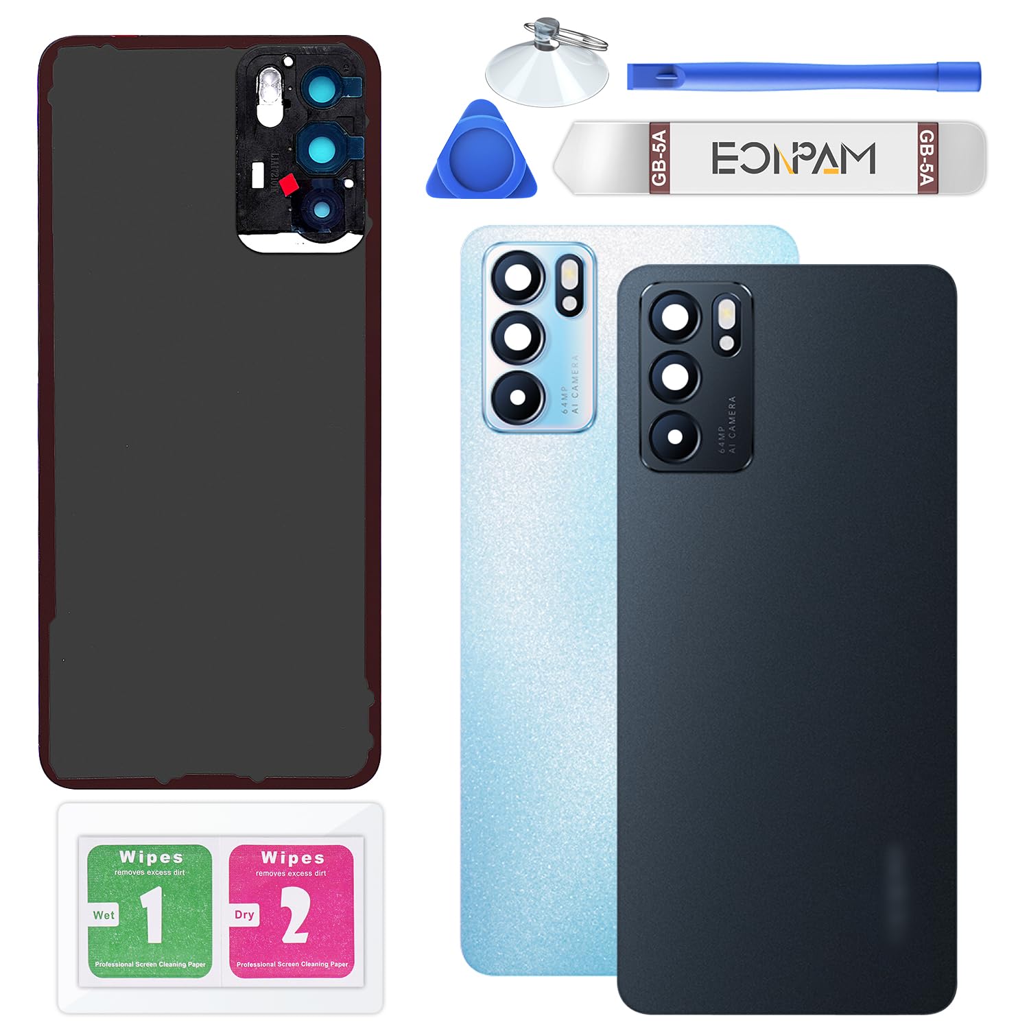 Vitre Arrière Cache Batterie pour Oppo Reno6 5G Noir