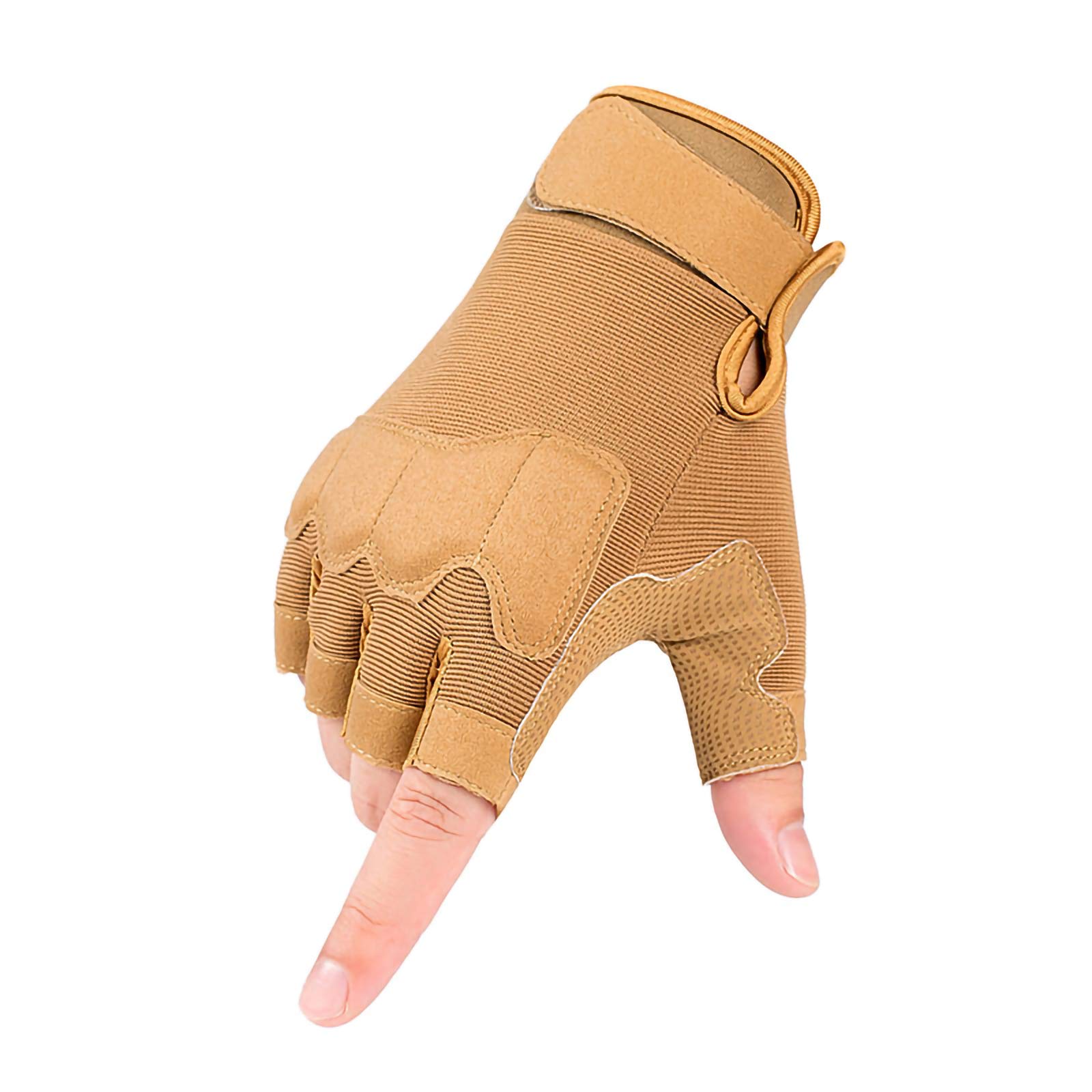 Guantes Tácticos De Medio Dedo Hombres Mujeres Guantes Antideslizantes Sin Dedos para Deportes Al Aire Libre Ciclismo Motocicleta Senderismo Escalada Camping Caza Correr,Sand,L