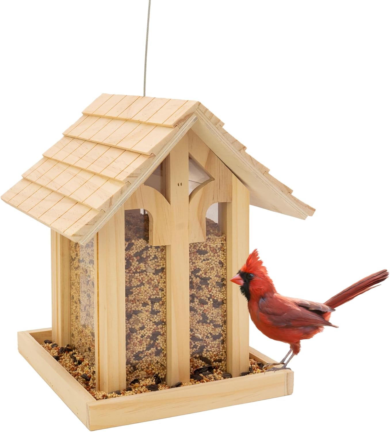 North States - Wood Chalet Bird Feeder: Wooden Bird Feeder for Outdoors, Holds 4.5 Pounds of Seed