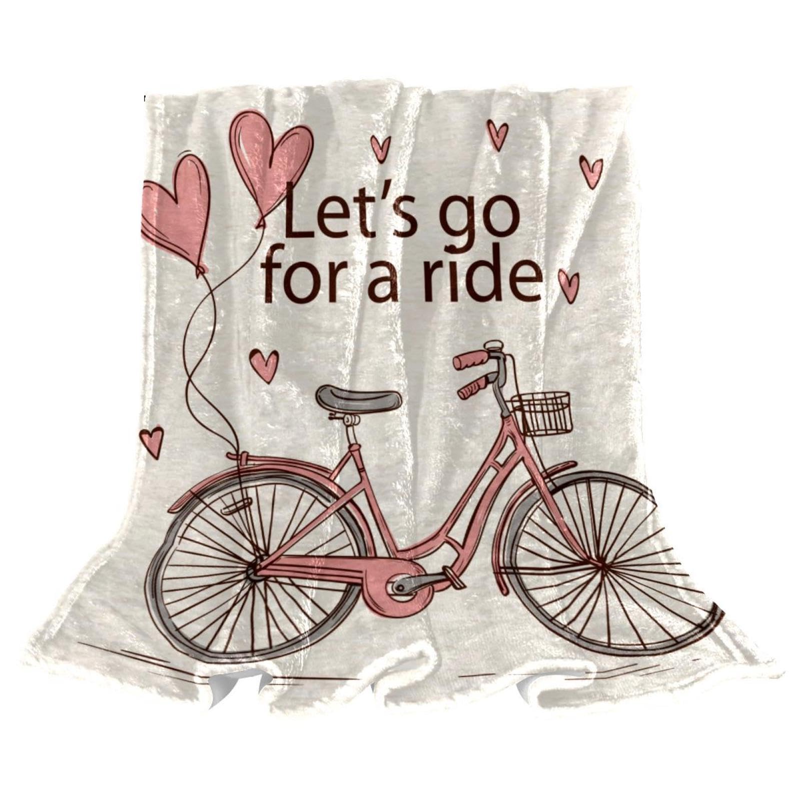 Couverture microfibre chaude et douce au motif bicyclette vintage 150x130