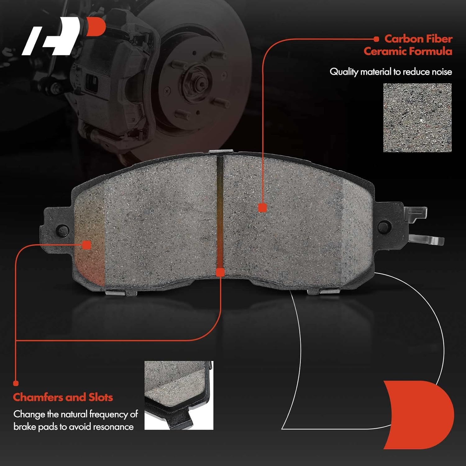 A-Premium Front Ceramic Brake Pads Set Compatible with Nissan Models - Altima 2013-2020, LEAF 2014-2017, with Hardware, 4-Pack