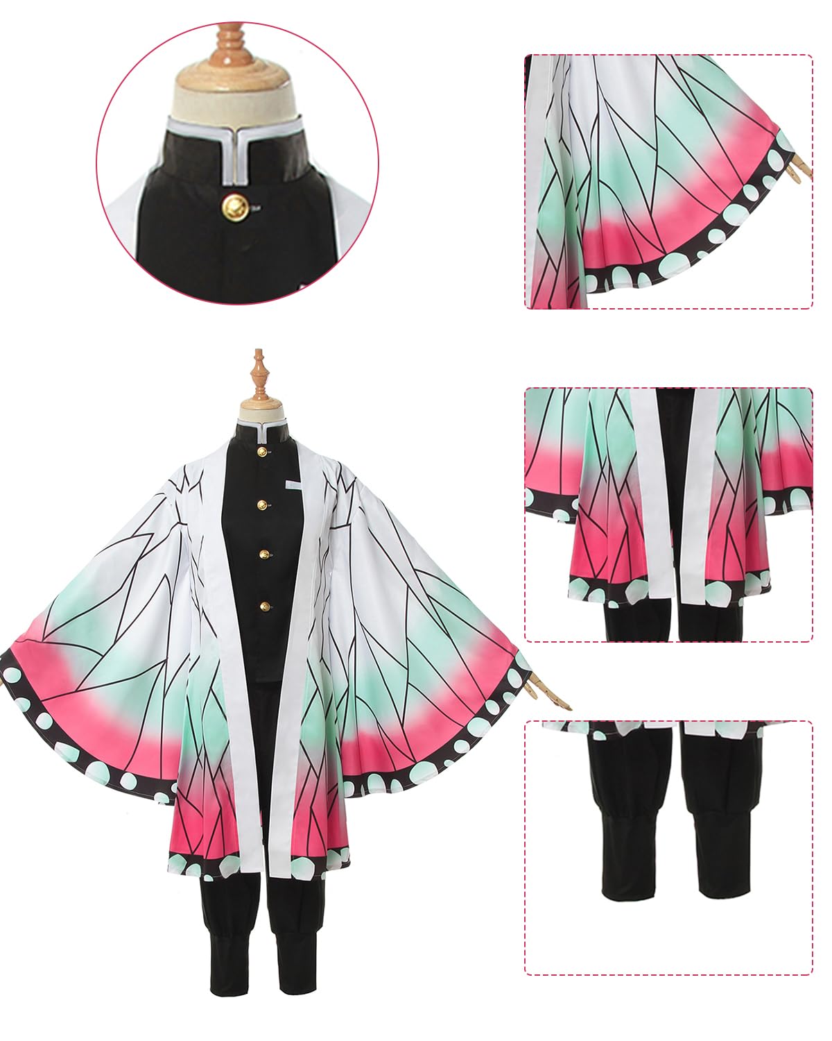 CR ROLECOS Kochou Shinobu Cosplay Outfit Womens Shinobu Cosplay Costume Anime Robe Kimono Uniform Halloween S - Image 4