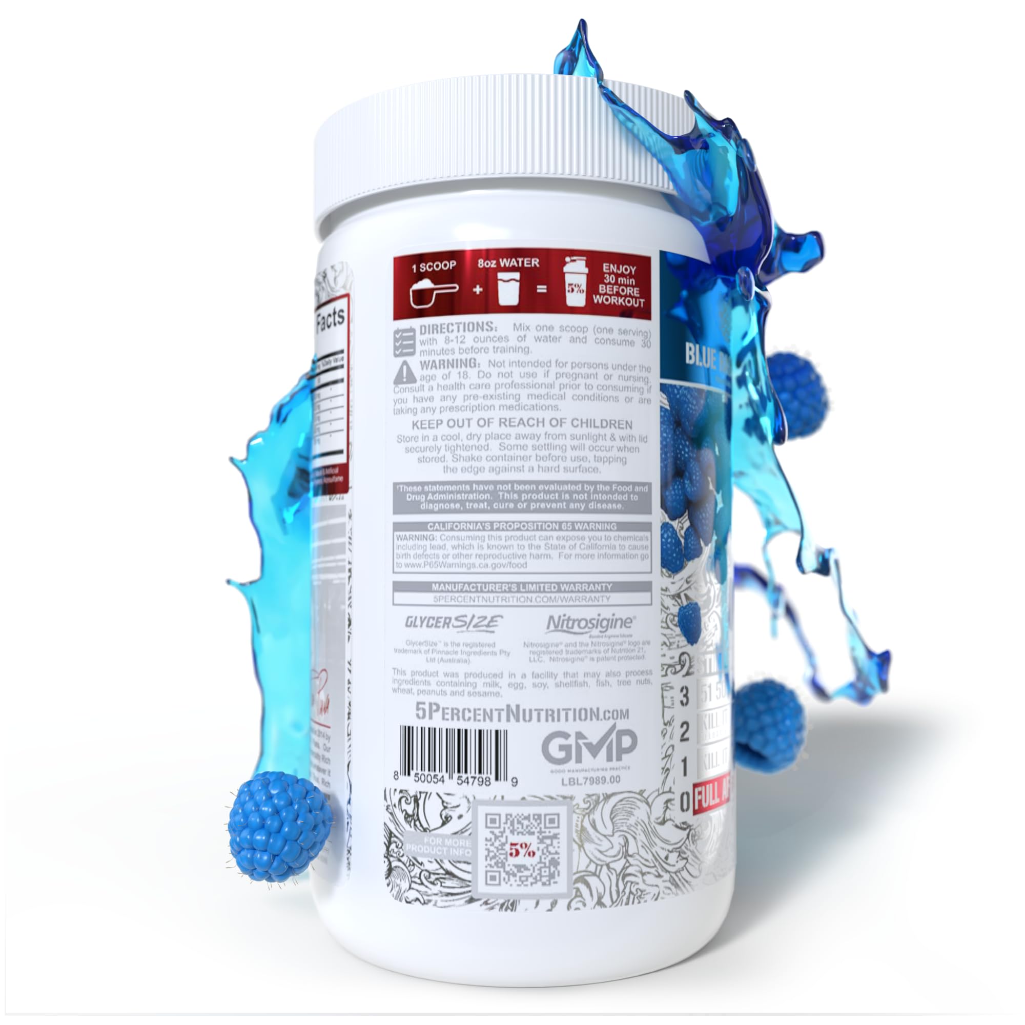 5% Nutrition FullAF Stim Free Pre Workout (Blue Raspberry) — Amazon image 2