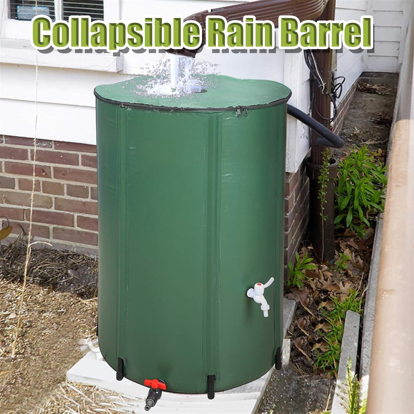 Depósito plegable para recolección de agua de lluvia con filtro de grifo, barril de lluvia de PVC grueso con cierre ER, 1000 L para jardín y patio (negro)