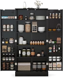 GiantexUK Kitchen Cupboard, Wooden Buffet Pantry Cabinet wit