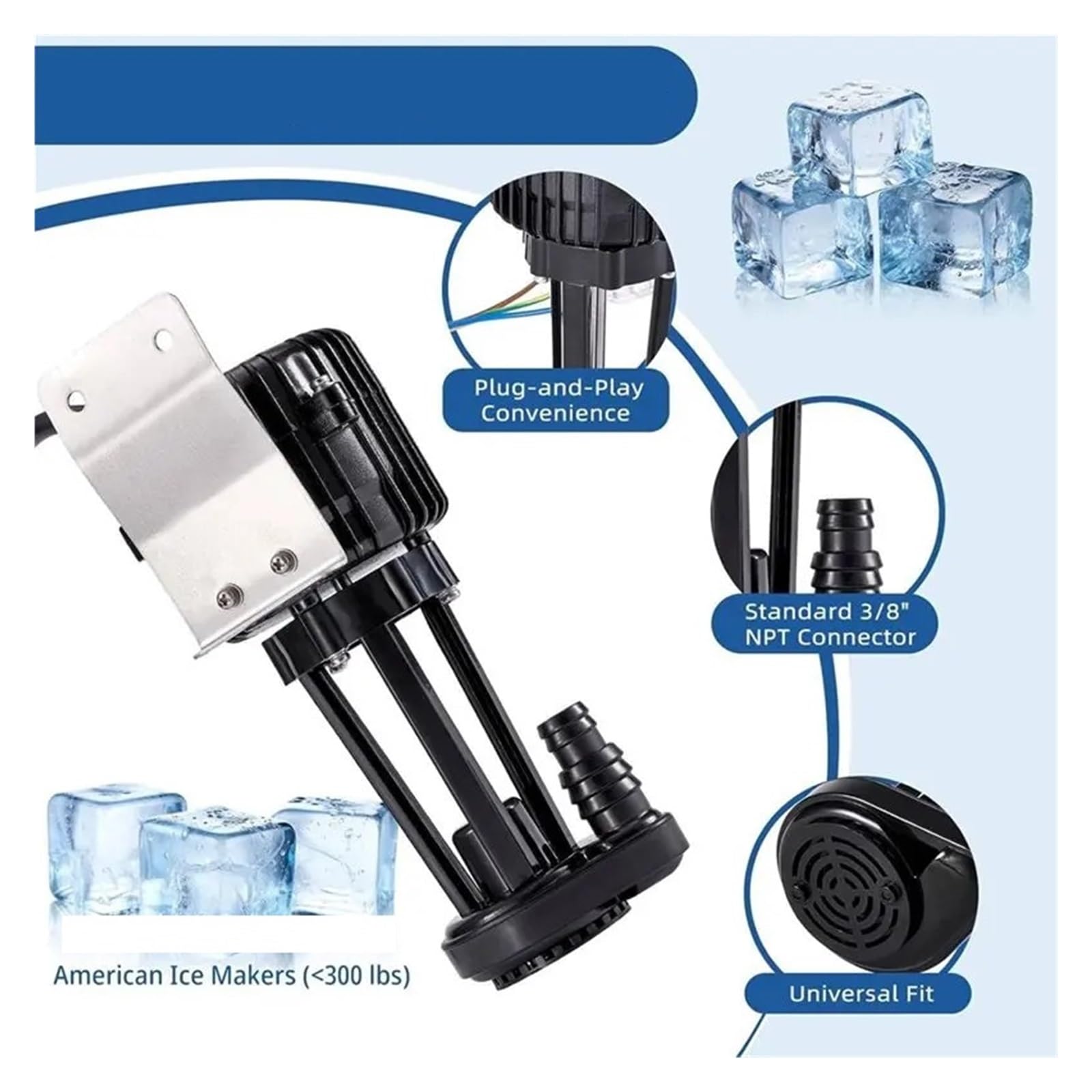 Pompe À Eau De Remplacement 220V 2W For Machines À Glaçons, Compatible For Vevor, Compatible For Scotsman, Protections Multiples