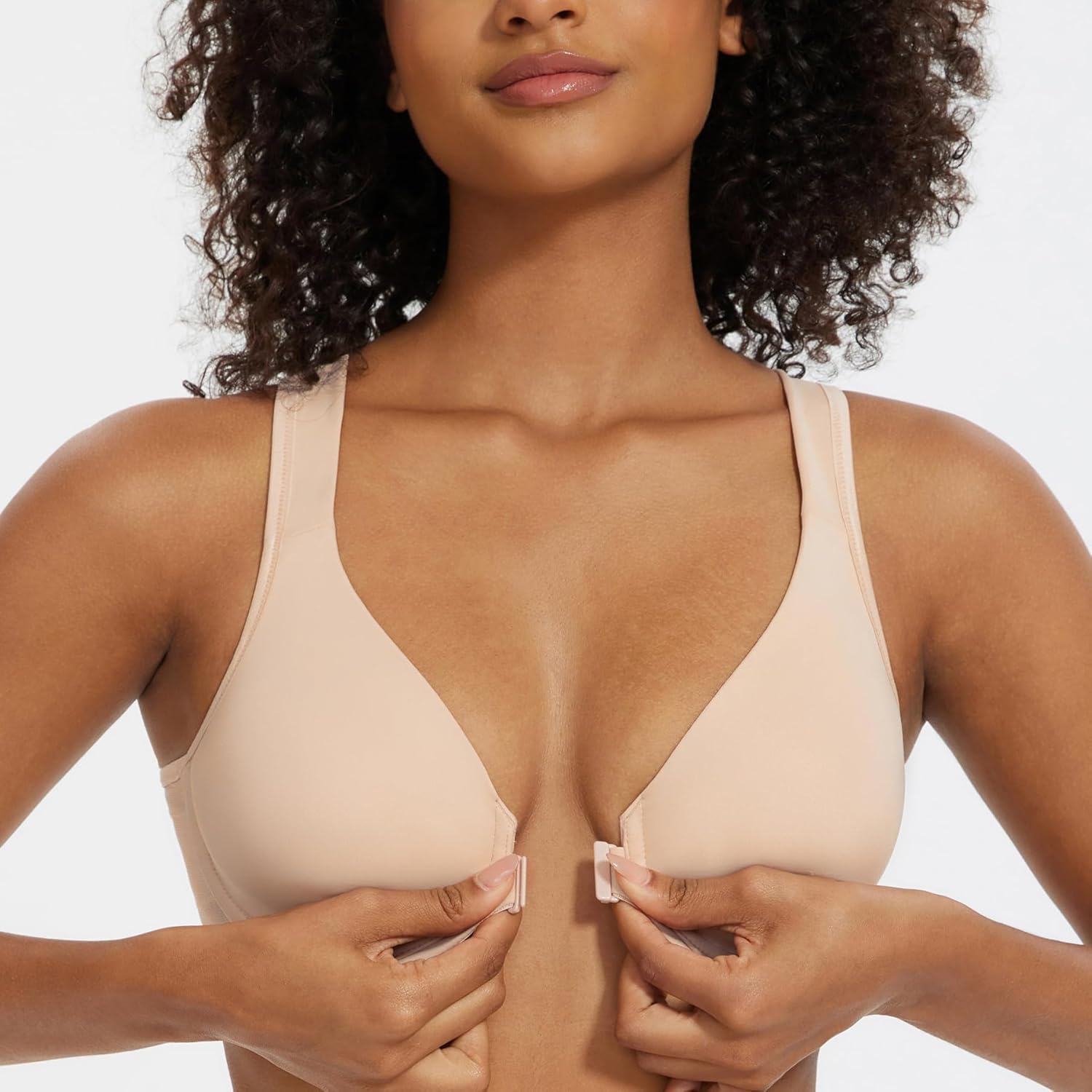 MELENECA Women's Front Closure Bras Plus Size Unlined Underwire Back Support Posture Bra - Image 6