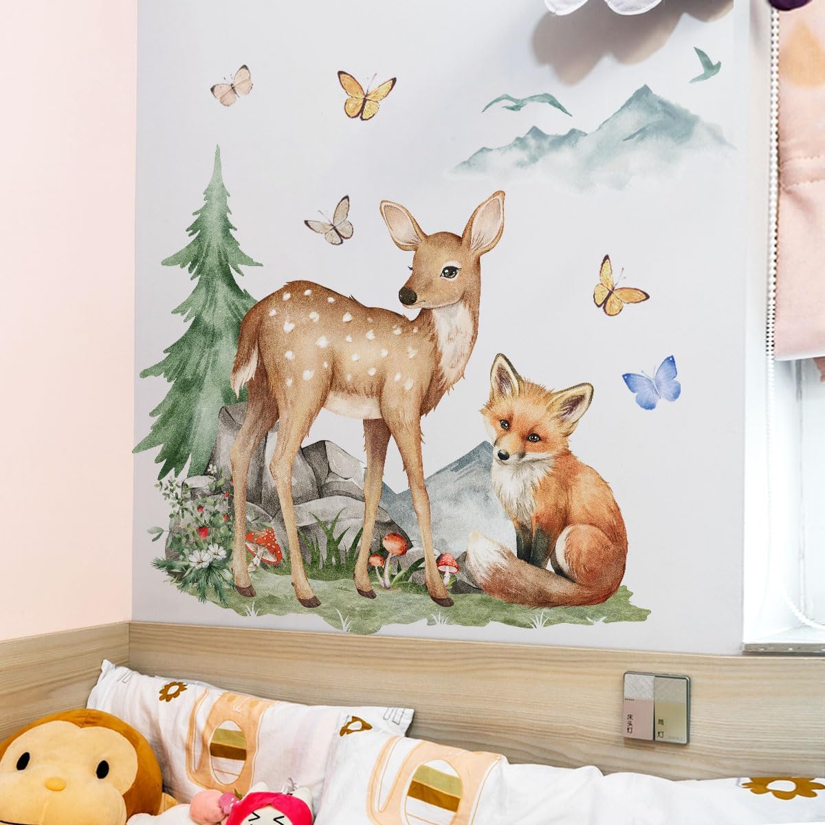 Forest Animal Wall Decals - Peel and Stick Nursery Decor for Kids Room, Playroom & Classroom，Removable Fox, Deer, Bunny & Owl Stickers，Waterproof Cartoon Animal Wall. - Image 5