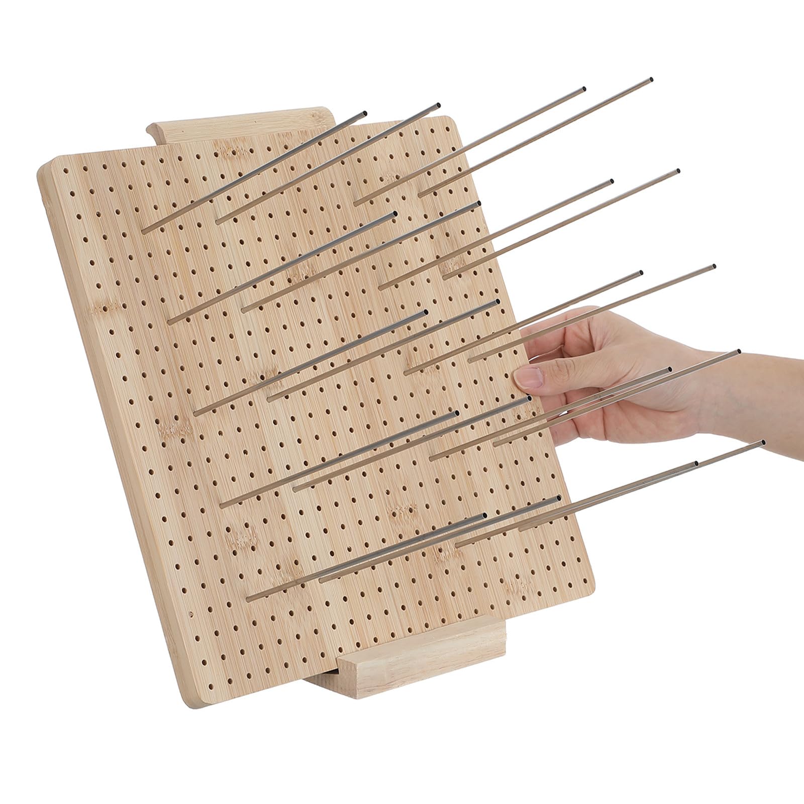 1 juego de tabla de bloqueo para ganchillo - Tabla cuadrada de madera con 20 clavijas - Herramientas de tejido para proyectos de ganchillo y manualidades de mesa de 11,61"