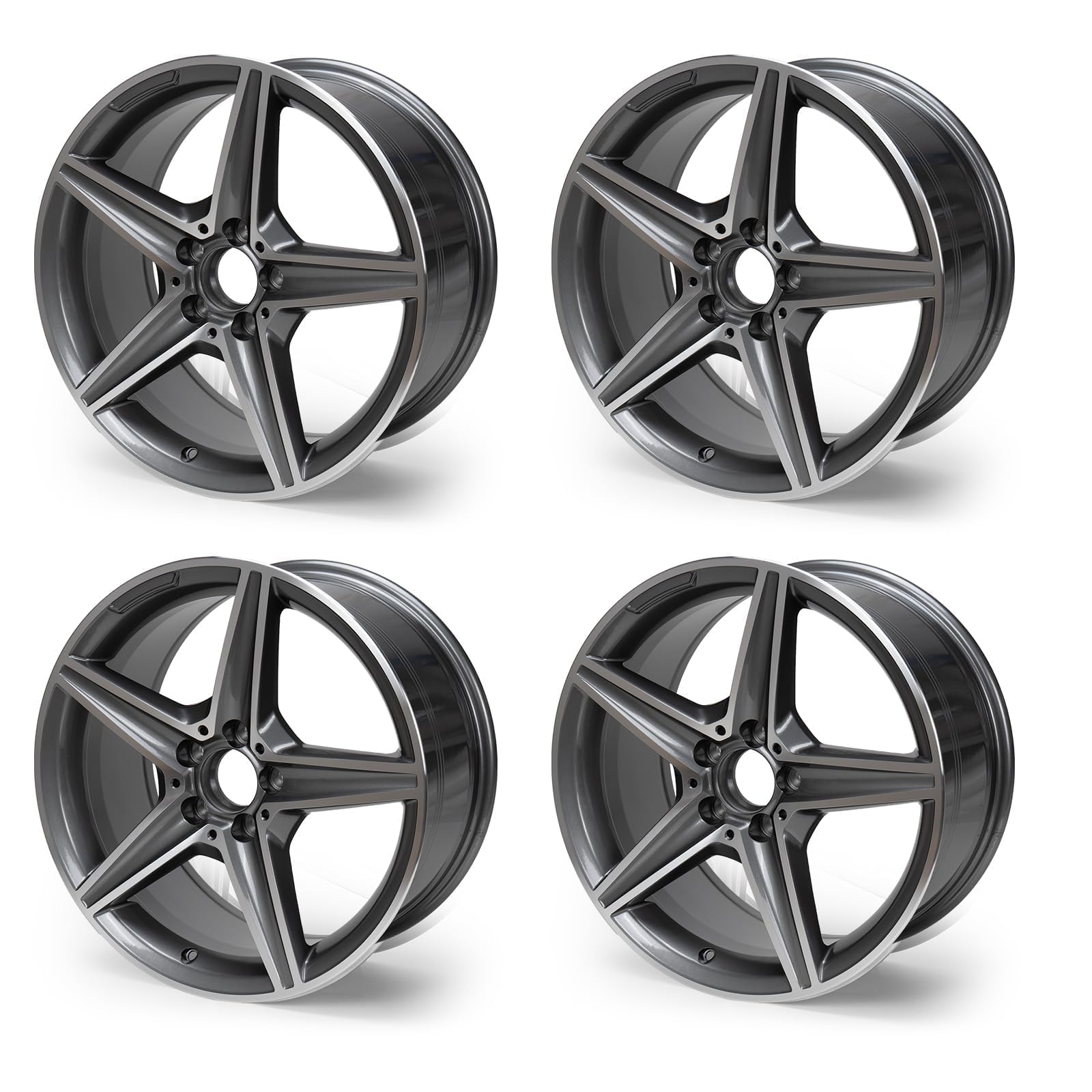 4 Set Wheel Rims 18 x 8.5 Compatible with Mercedes E-CLASS E300 E350 E400 E450 E550 1 Car PCD 5x112mm, Offset 35mm, CB 66.6mm