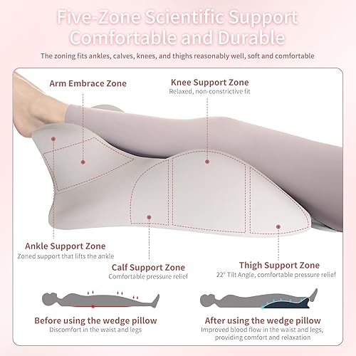 Miniatura 4 de Almohada ergonómica de espuma viscoelástica para adultos, almohada de cama para sentarse, alivio del dolor de espalda, cuello y piernas,