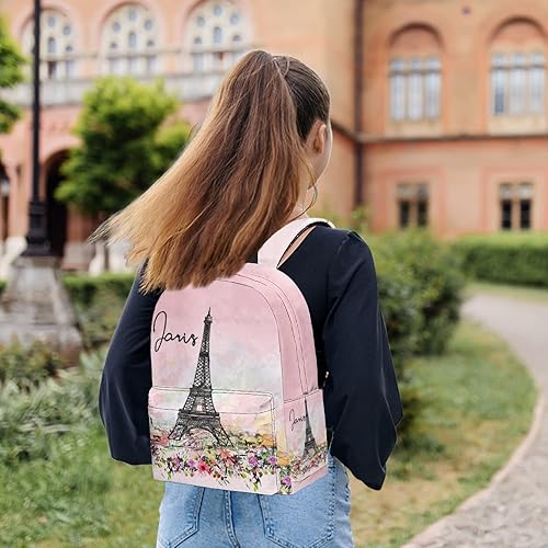 Miniatura 6 de Mochila para niños y niñas, bonita mochila escolar de 17 pulgadas para la escuela, mochila estética para niños, Torre Eiffel de París, color rosa,