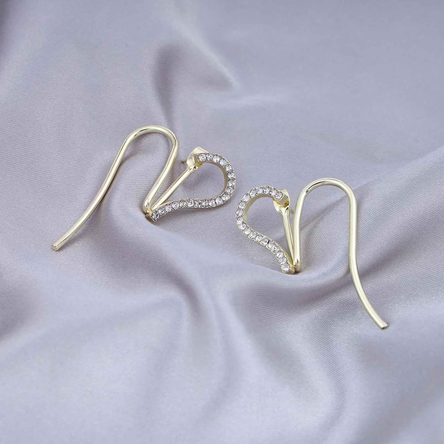 Vintage Crystal Heart Stud Earrings Gold Open Heart Hoop Earrings Rhinestone Love Heart Earrings Shine Wedding Love Earrings Jewelry for Women - Image 7