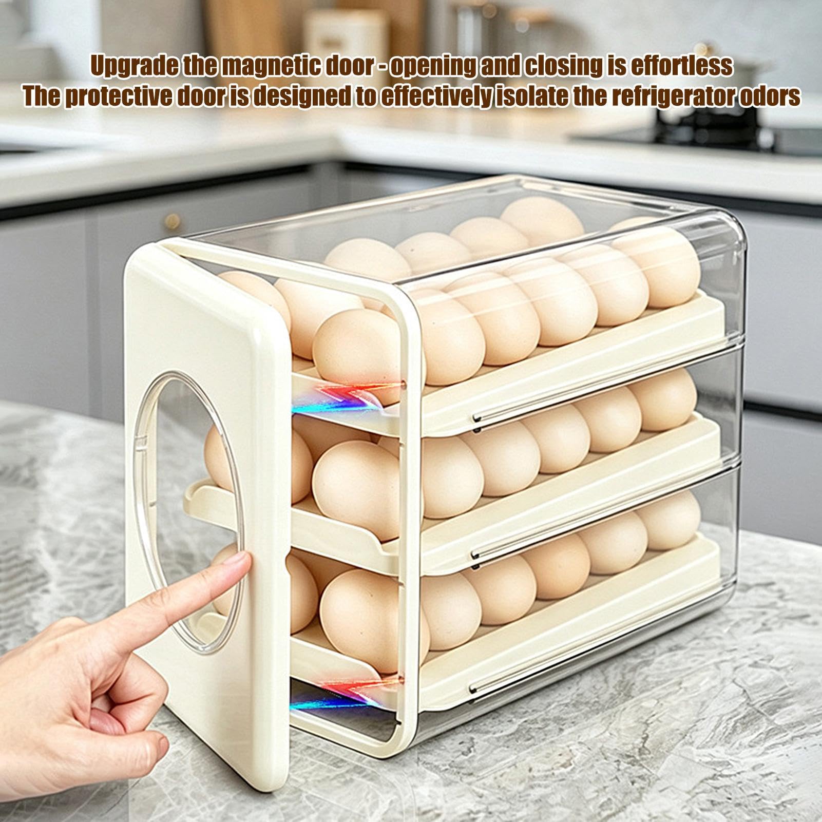 Dispensador de huevos rodantes transparente con diseño de pista inclinada