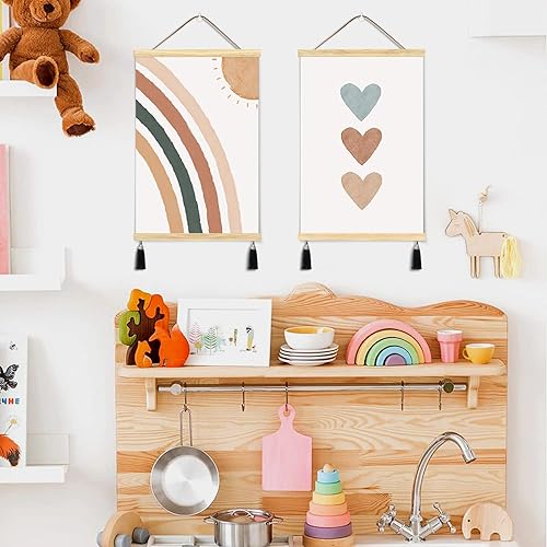 Miniatura 3 de Póster de números Abc para niños pequeños, ganchos magnéticos para pósteres, lienzo enmarcado de madera, 2 juegos de 16 x 24 pulgadas, alfabeto para