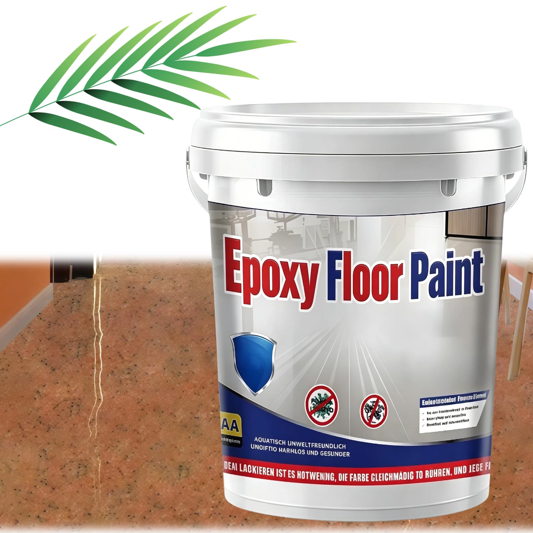 Jelaqmot Epoxy Colored Sand Floor Paint for Concrete, Garage, Basement & Outdoor, Self-Leveling Marble Effect, Waterproof Non-Slip (Orange)