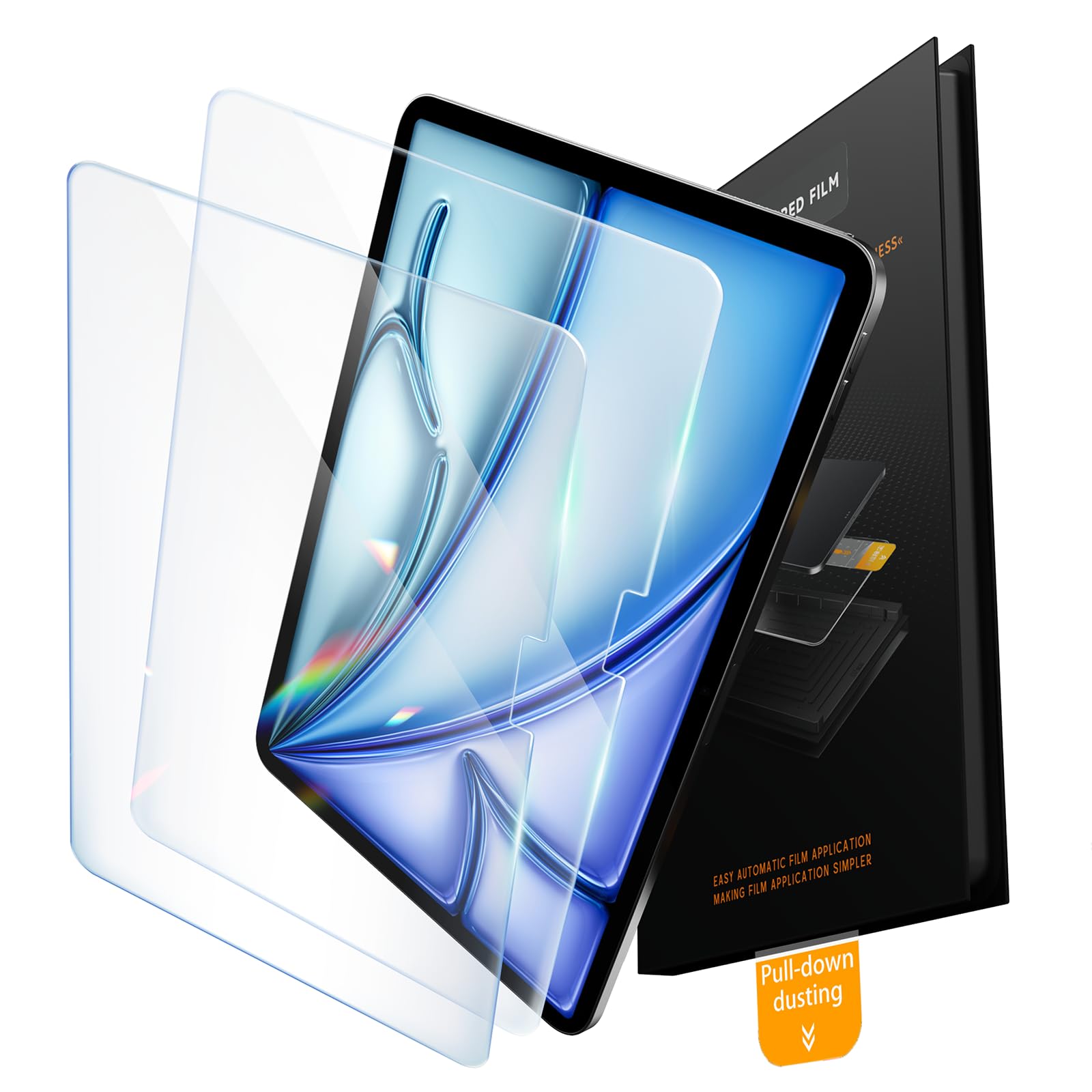 JKSML 2-Pack Screen Protector for iPad Air 11 Inch M4/M3/M2 (2026/2025/2024), Tempered Glass UltraFit Tray for Easy Installation, Case Friendly, Bubble-Free, Face ID &amp; Apple Pencil Support