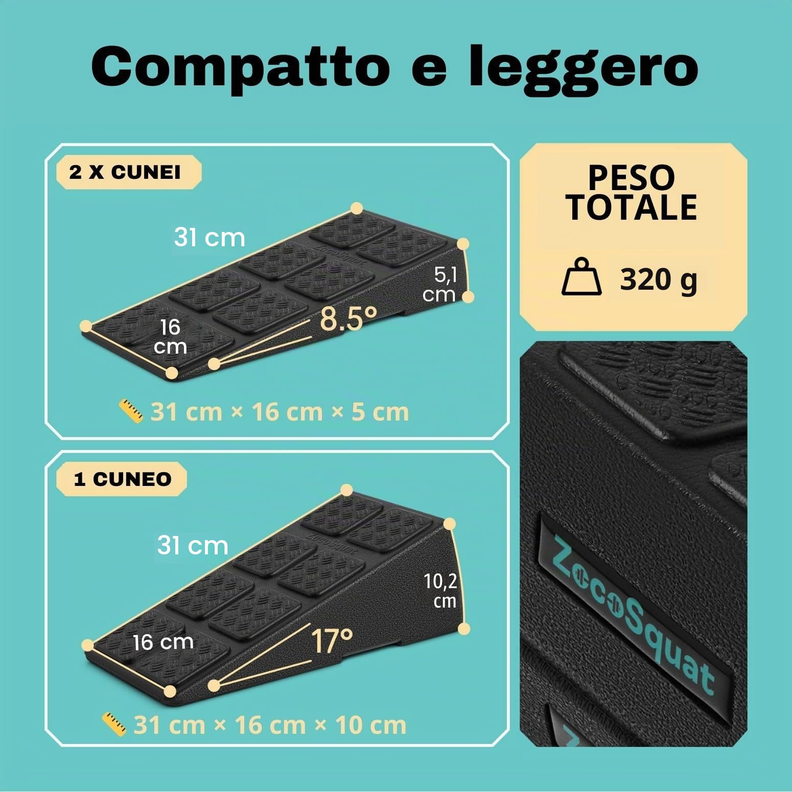 Set di 3 cunei per squat, capacità di carico 235,9 kg, tavola inclinata per stretching polpacci, barella per polpacci, tavola inclinata per yoga