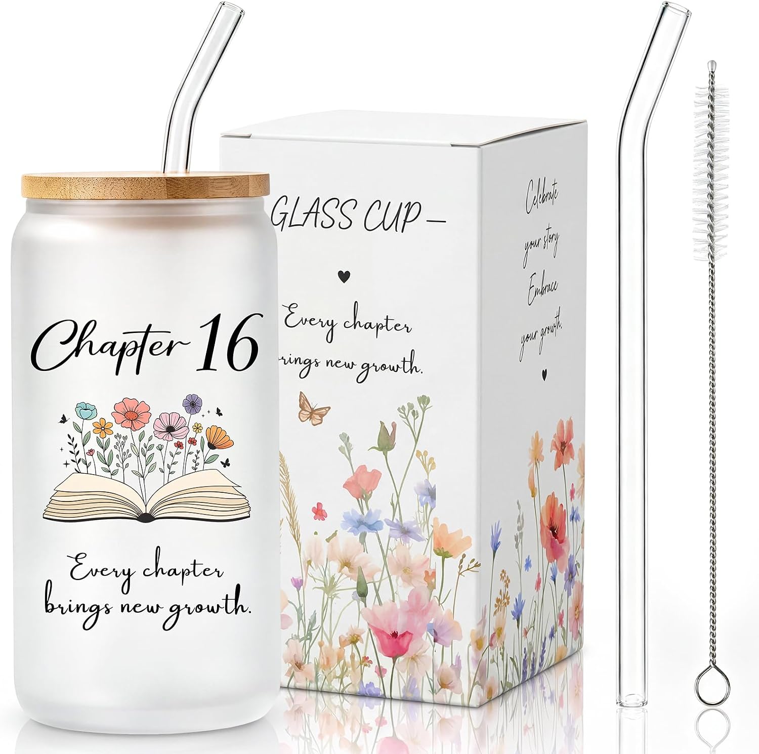 Chapter 21 Glass Cup, 21st Birthday Gifts for Women Her, Cute Birthday Gifts for 21 Year Old Female Friend Daughter Girl 2005, Happy 21st Bday Present Idea, 16oz Tumbler with Lids and Straw