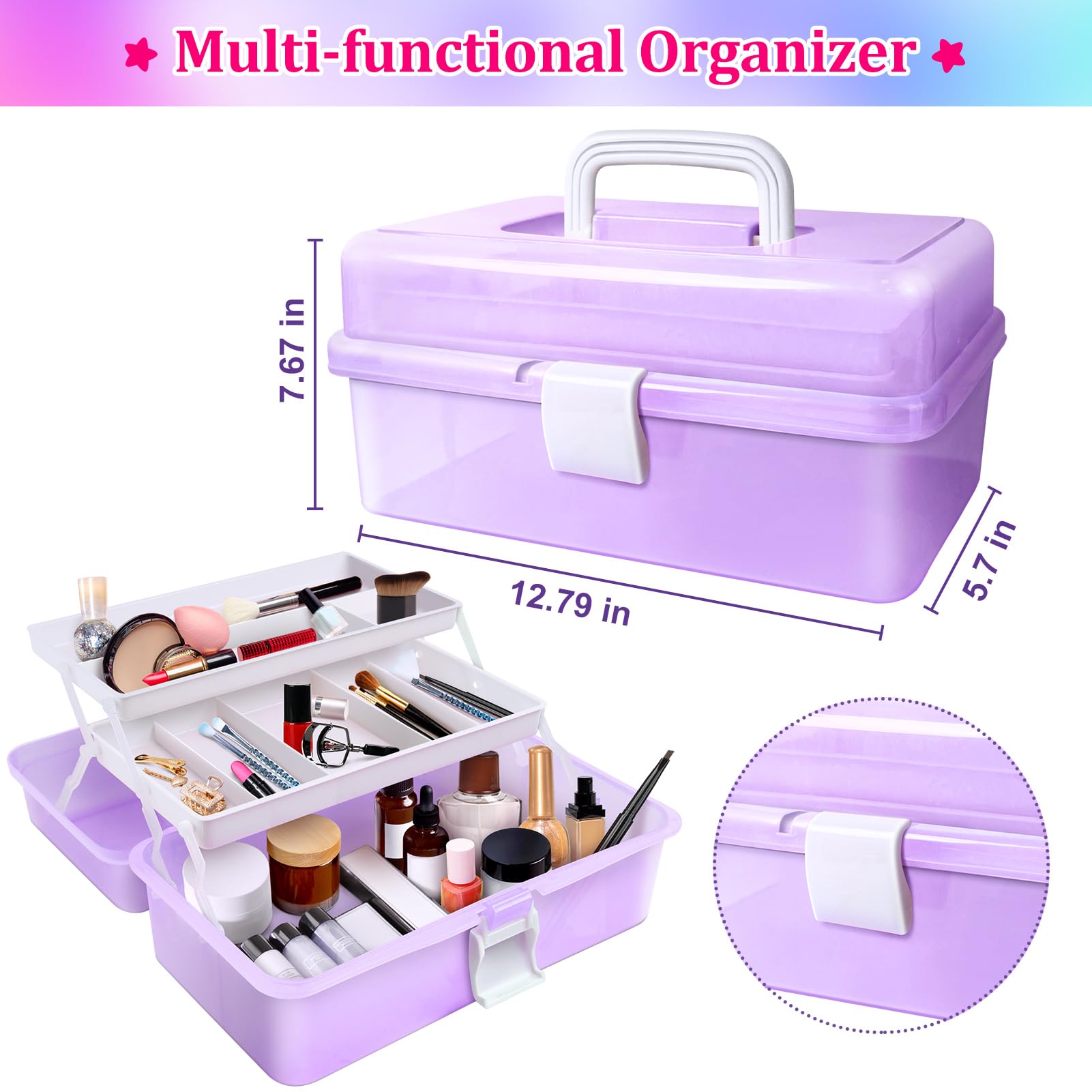 ROSHUKG 14500 Kit di Braccialetti di Gomma, Braccialetti di Gomma Colorata che Fanno Kit con 3 Strati Contenitore per Ragazze Ragazzi(Viola)