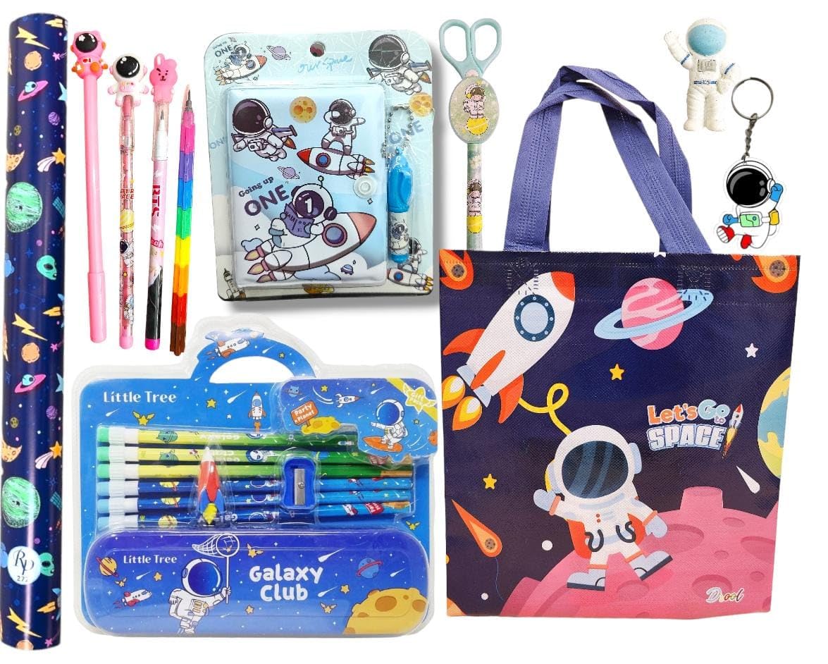 AMANVANI Space Stationery Kit Set For Boys Combo of 11 Stationery Item Cartoon School Items For Kid Pencil Box,Pencil Set,Pen,Eraser Diary And Keychain Birthday Return Gift For Children Kids (B0CT3KSB98) Amazon Price History, Amazon Price Tracker
