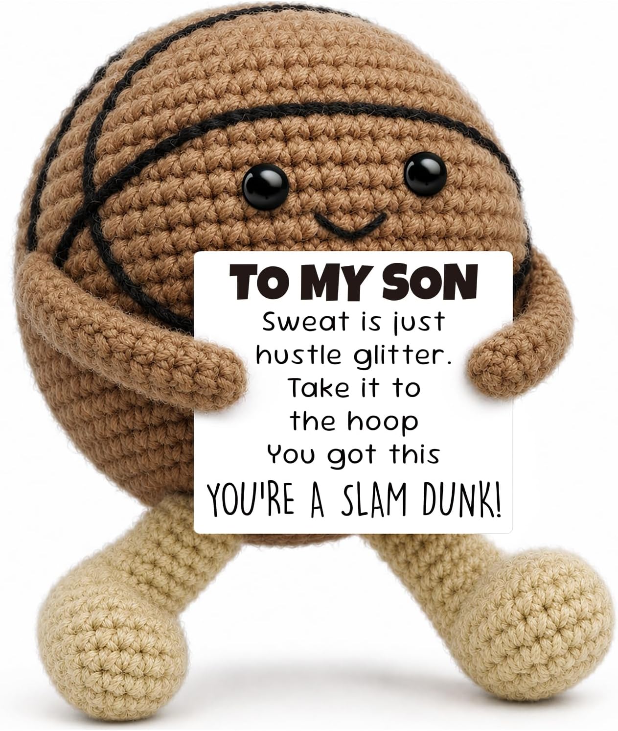 Inspirational Graduation Gifts for Son 2026 from Mom Dad, Handcrafted Crochet Basketball Keepsake, Basketball Gifts for Teen Boys Adult Bonus Son, Motivational Sports Desk Room Decor Accessories
