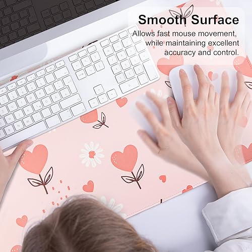 Miniatura 6 de QIYI Alfombrilla de mouse grande para escritorio, color rosa, para el día de San Valentín, protector de escritorio de cuero impermeable, alfombrilla