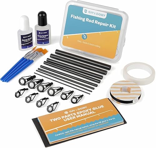 Miniatura 7 de Kit de reparación de caña de pescar completo, suministros completos con pegamento para reparación de caña de pescar rota de agua dulce y agua salada