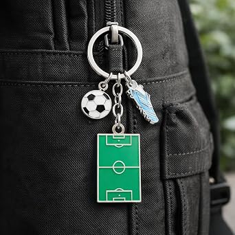 Football Keyring - World Cup Keychian Bag Charms for Woman with a Ball Cleats and Soccer Field,Sport Ball Key Rings Gifts for Footballs Players, Teams and Coaches