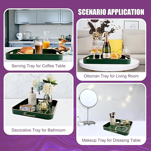 Miniatura 75 de Gifturbo Bandeja de servir de mármol azul, bandejas decorativas con asas, bandeja de mesa auxiliar, bandejas de plástico rectangulares otomanas