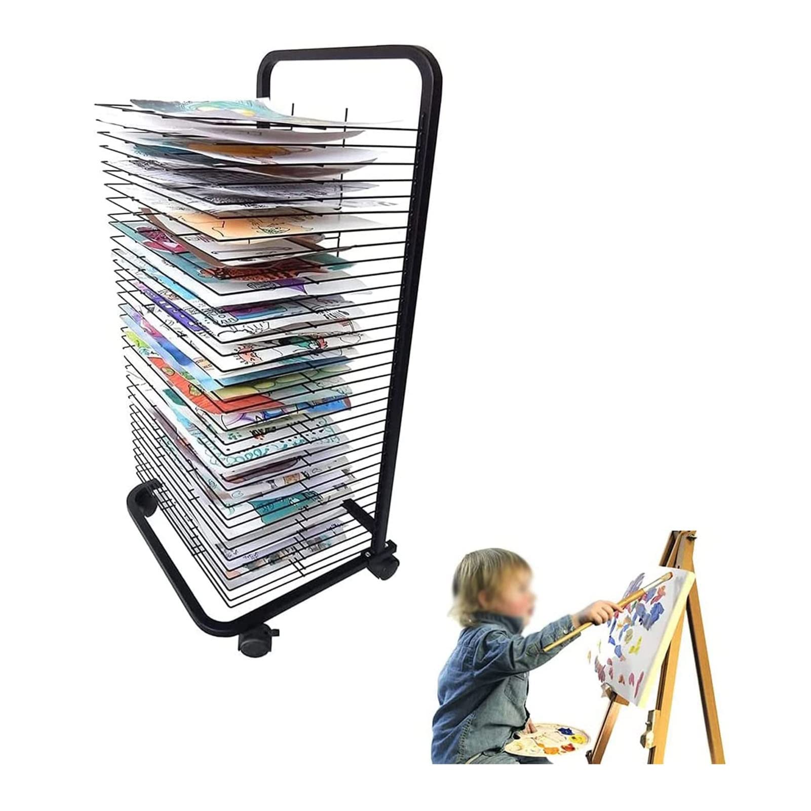 Mobiler Kunst-Trockenständer – Robuster Metall-Kunstständer, Klassenzimmer, Atelier, Heim-Trockenständer für Kinder, Kunst, 25 Ebenen