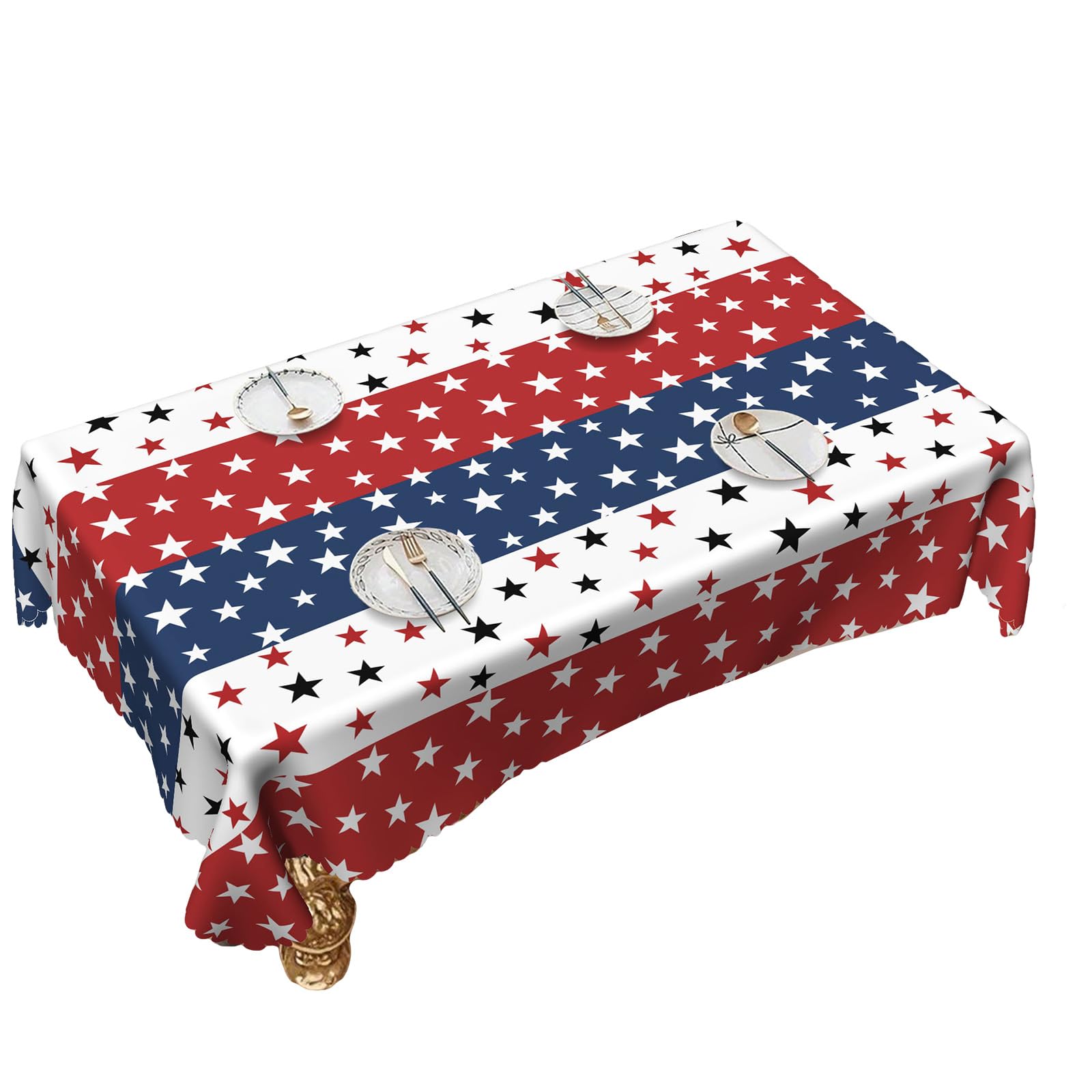 Tsophreniq Flags Patriotic Tablecloth Stars and Stripe Table Covers for 4th of July Memorial Day Indoor Outdoor Use Patriotic Tablecloth Flags