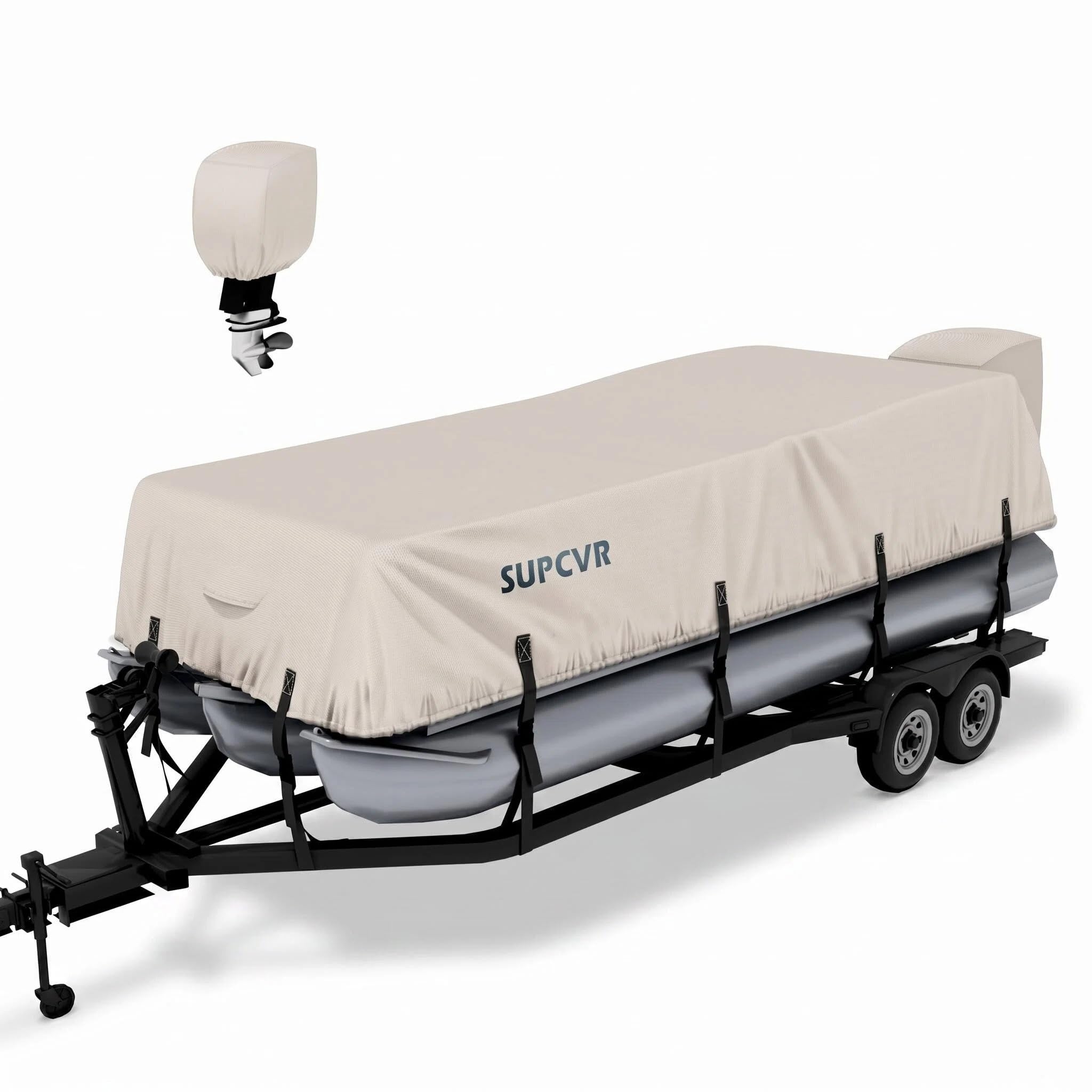Heavy Duty Pontoon Boat Cover with 1400D Marine Grade Fabric 21'-24'