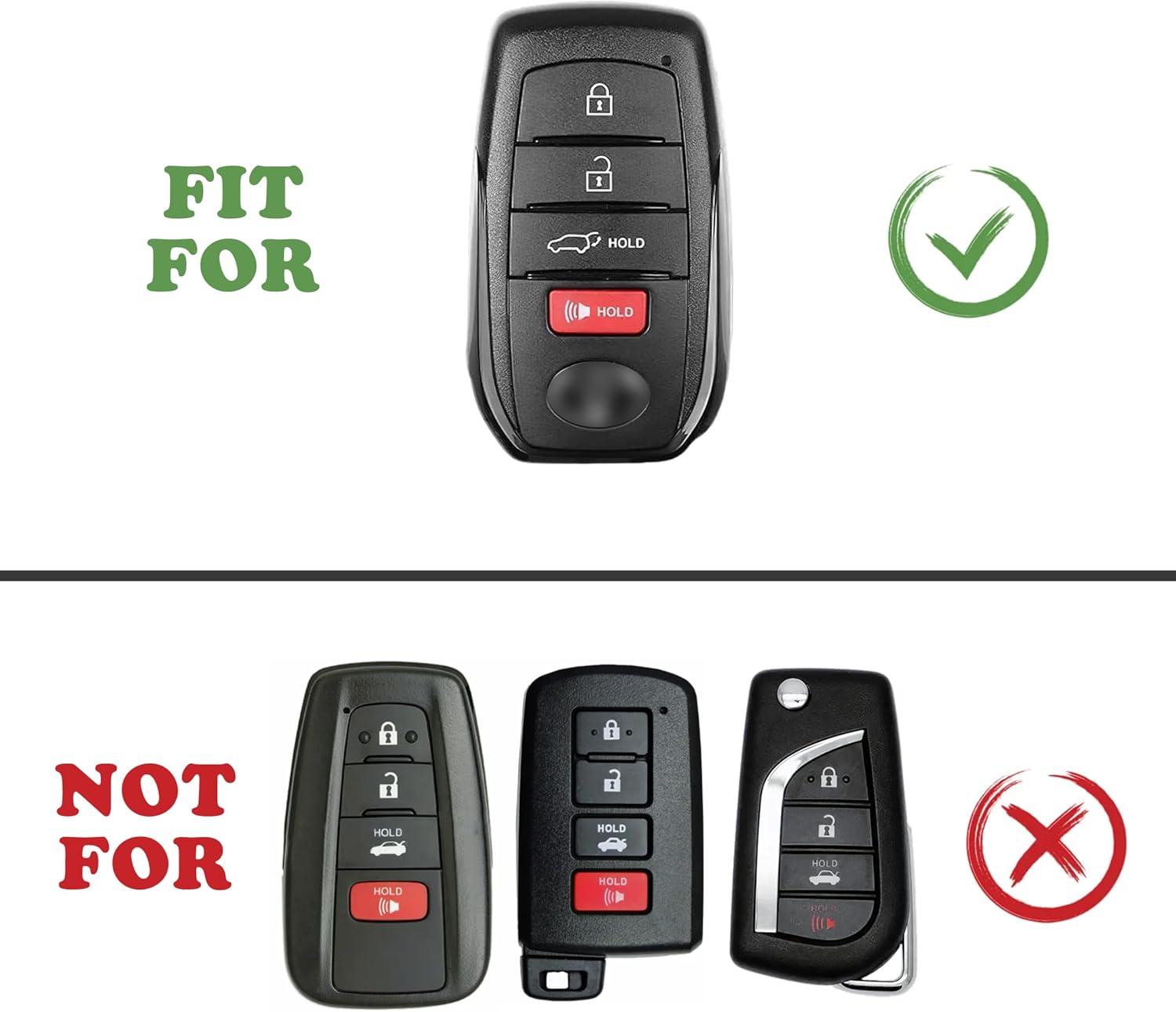 TANDRIVE Key Fob Cover for Toyota 2026 RAV4 2025 2026 Grand Highlander Corolla Cross 4Runner Land Cruiser Highlander Crown Signia Sequoia Venza 2021-2026, 4-Button, Silicone, 2-Pack, Black