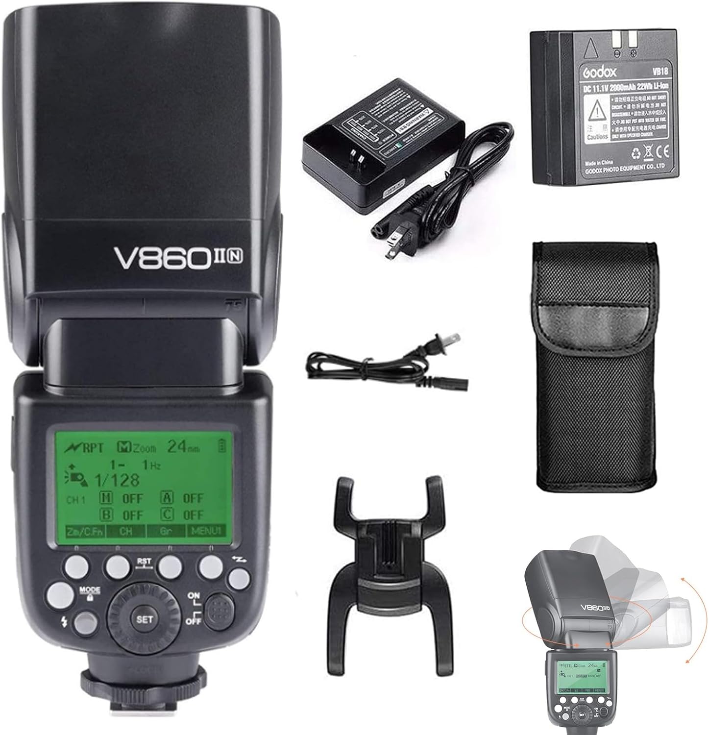 GODOX V860II-N Kit I-TTL GN60 2.4G HSS 1/8000s Li-ion Battery Camera Flash Speedlite Light Compatible with D800 D700 D7100 D5200 D300 D300S D3200 D3100 D200 D70S D810 D610 D90 D750 (V860II-N)