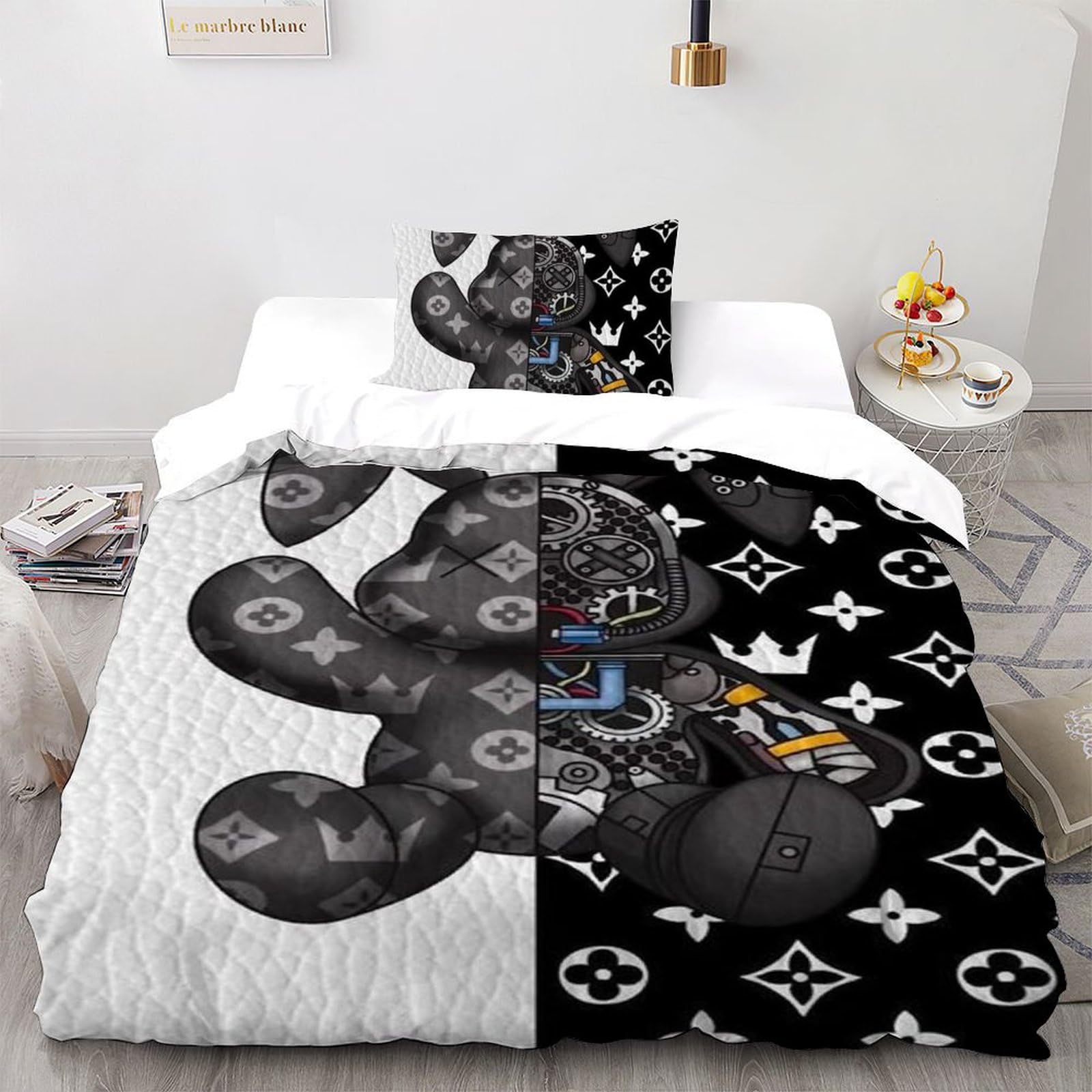 Housse de couette 135x200 imprimé 3D Le Muppet avec taies d'oreiller Petit Ours Bedding