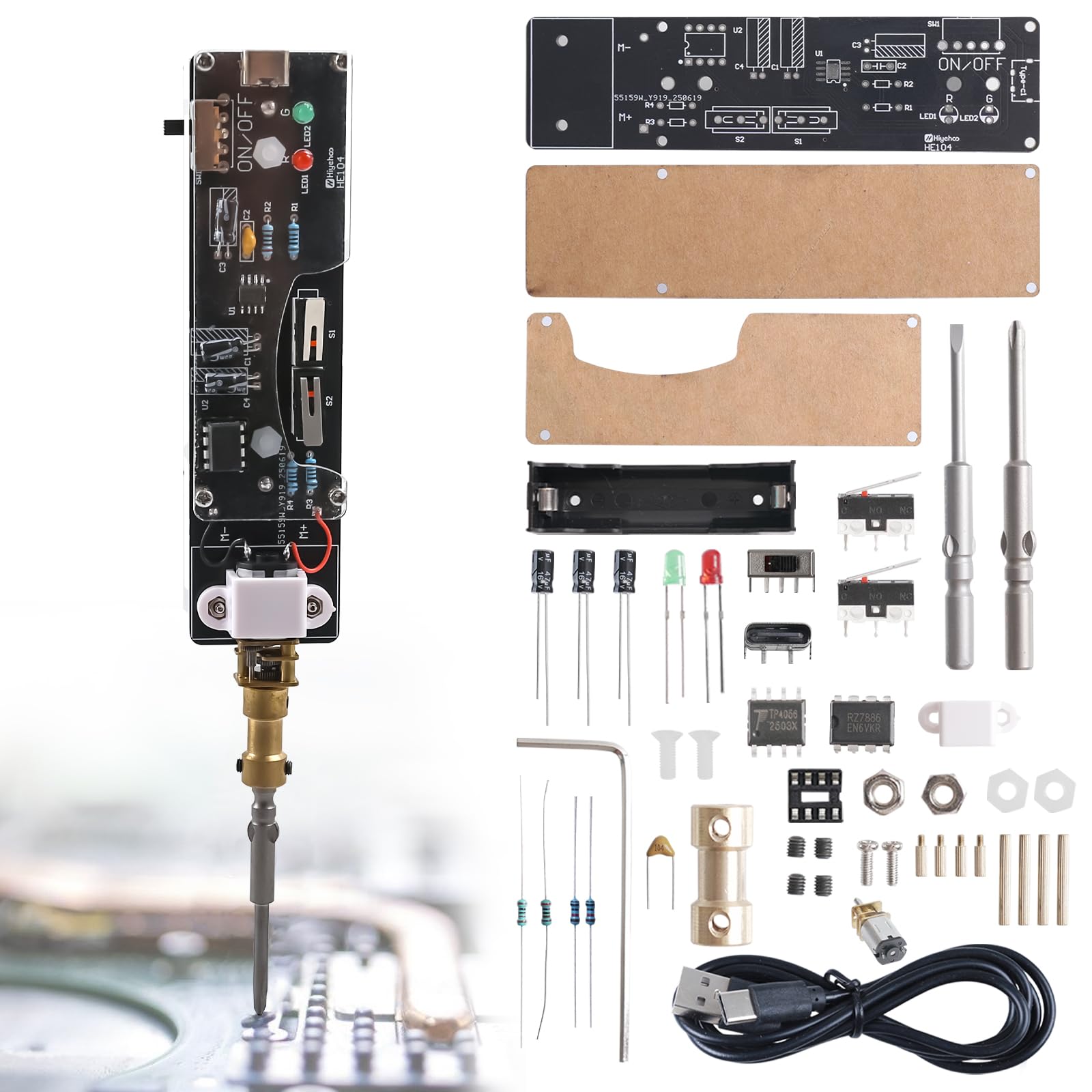 BANRIA Solder Practice Kit– DIY Handheld Electric Screwdriver Soldering Kit with 2 Screwdriver Bits, Electronics Soldering Practice Project STEM Learning DIY Repair Kit for Teens & Adults