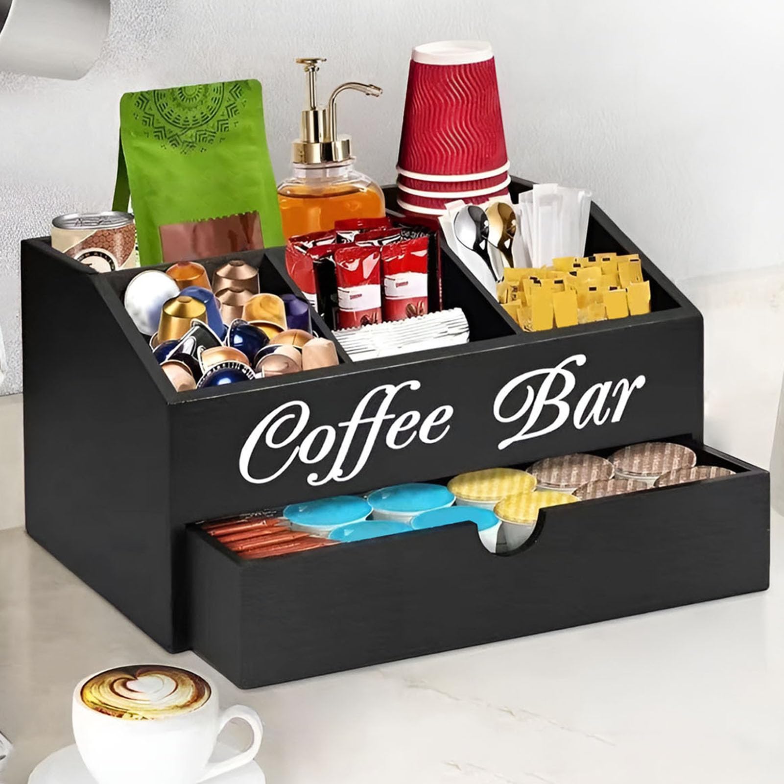 Organizer da bancone per stazioni di caffè, porta caffè e tè, condimenti, per bar, pasticceria