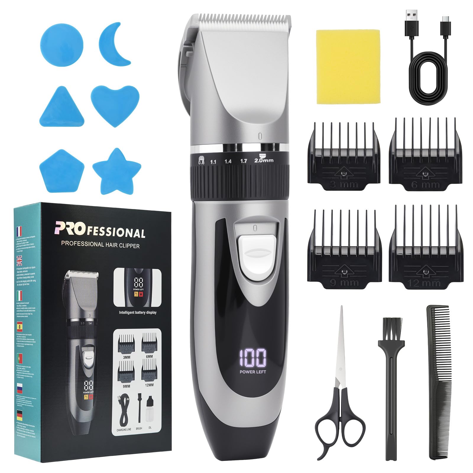 OTraki Maquina de Cortar Pelo Hombre, Maquina Afeitar Hombre, Hair Trimmer Inalámbrico con 4 Peines de Guía y Carga USB para Barbería y Uso en el Hogar, Negro