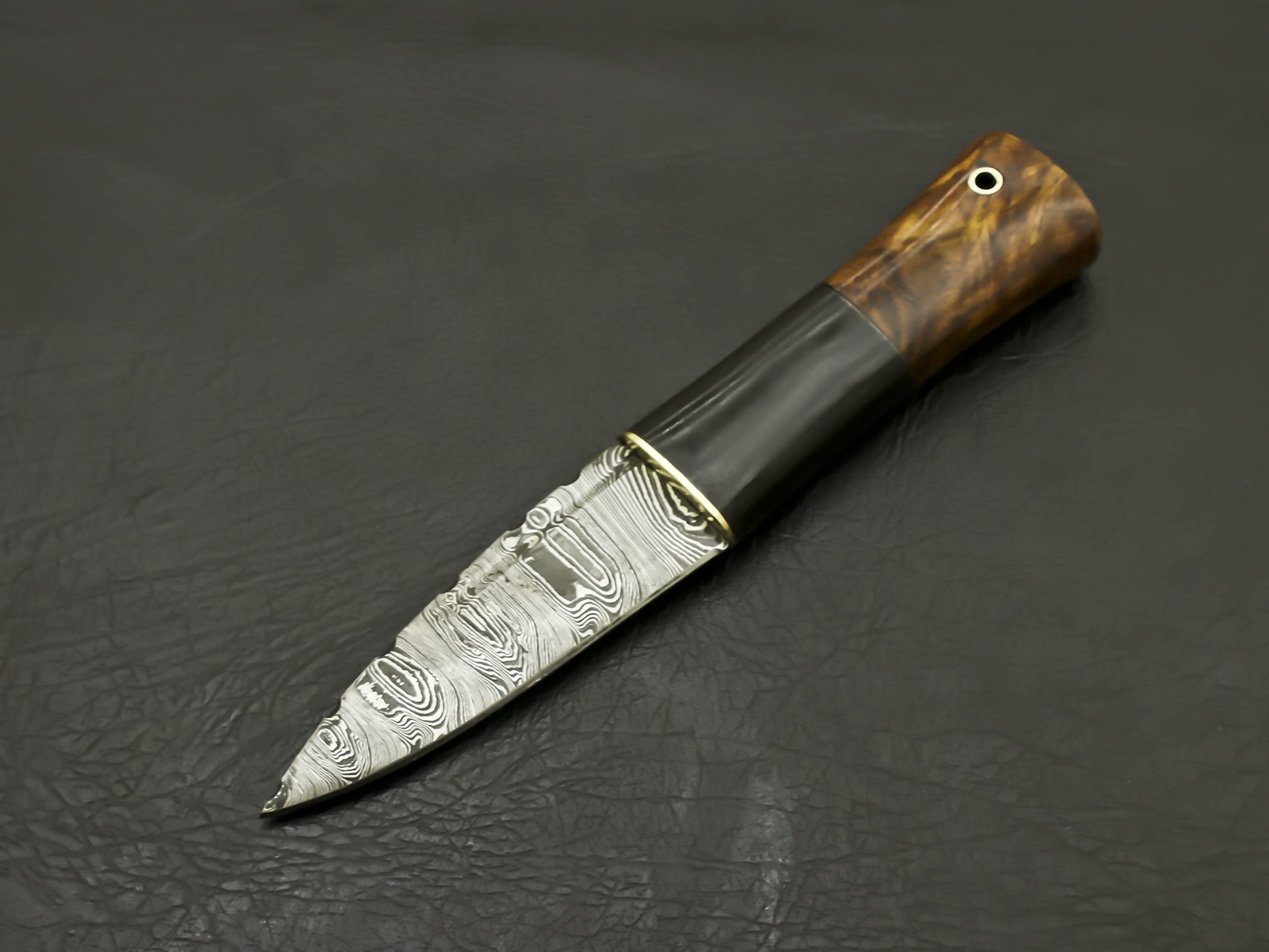 Custom Handmade Damascus Dirk Knife with Handcrafted Rosewood Handle and Leather Sheath Z-187